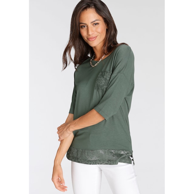 Laura Scott 3/4-Arm-Shirt, mit Spitzen-Details bestellen | BAUR