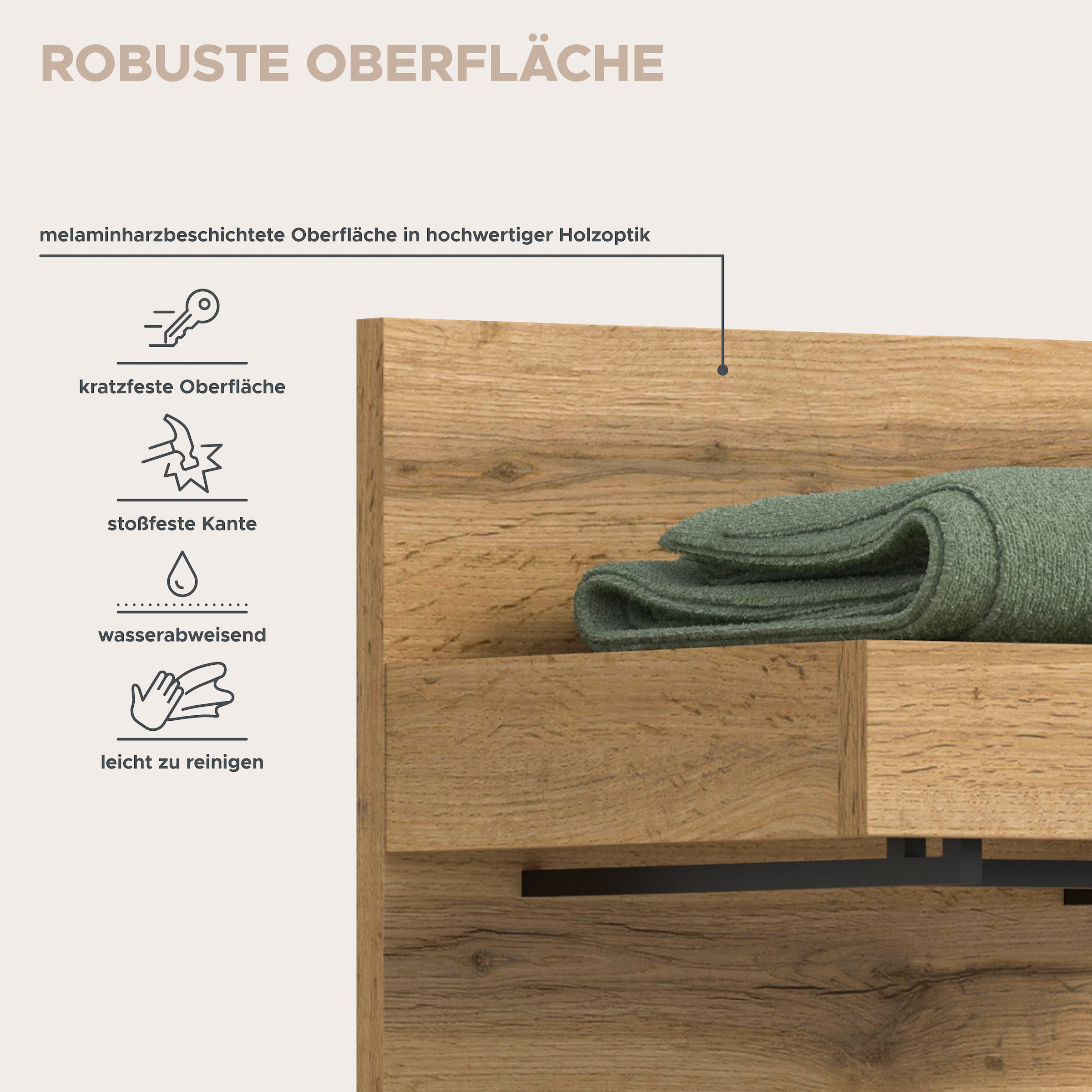 OTTO home Garderobenpaneel »MAMBO II, Höhe 150cm, 1 Kleiderstange & Hutablage, 3 Haken« individuell mit weiteren Artikeln der Serie MAMBO kombinierbar, 1 Stk. tlg. Paneel, Garderobe, Flur, Diele, Hakenleiste, Flurgarderobe