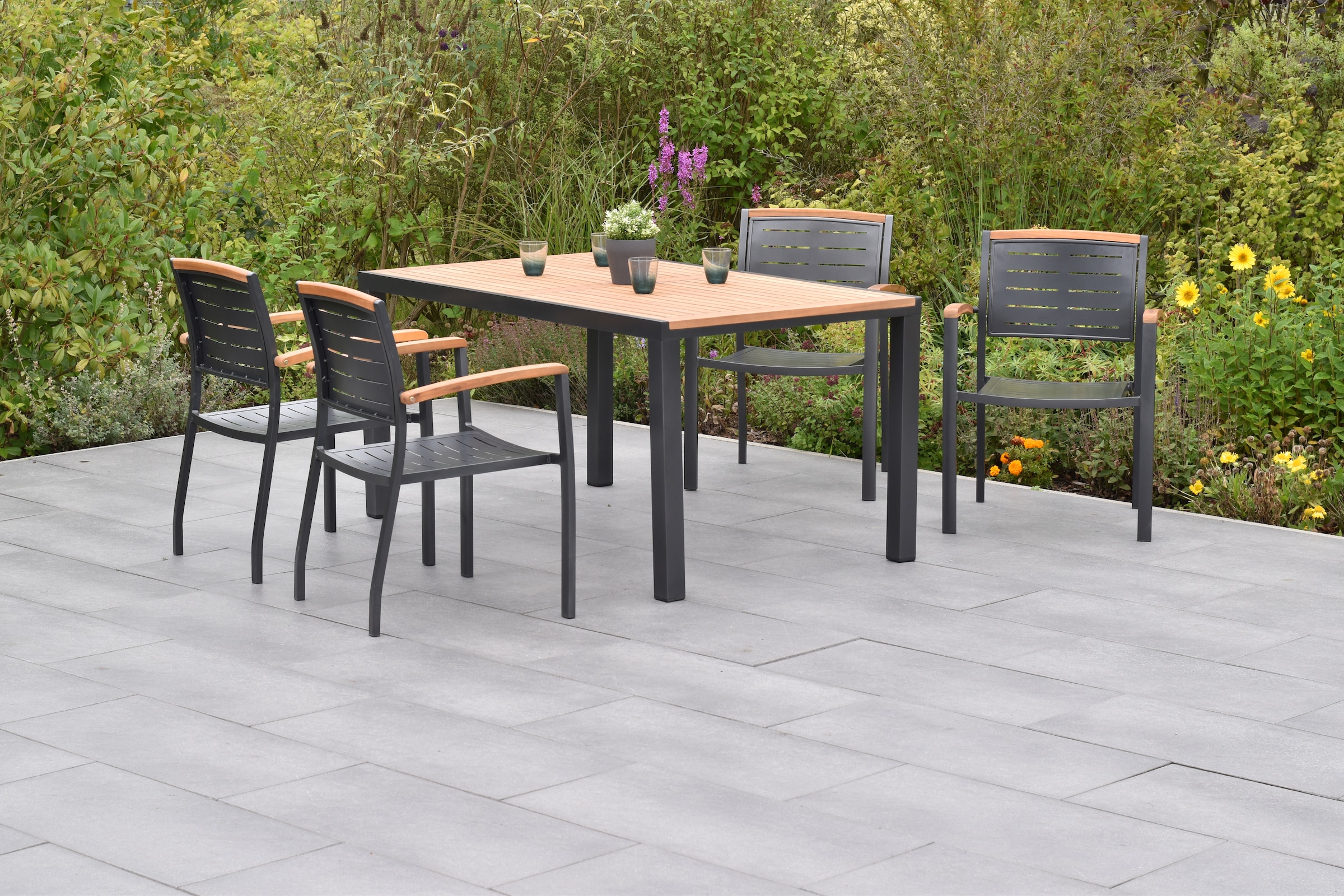 MERXX Garten-Essgruppe ""Tinos"", (Set, 5 tlg., Geöltes Akazienholz, pulver günstig online kaufen