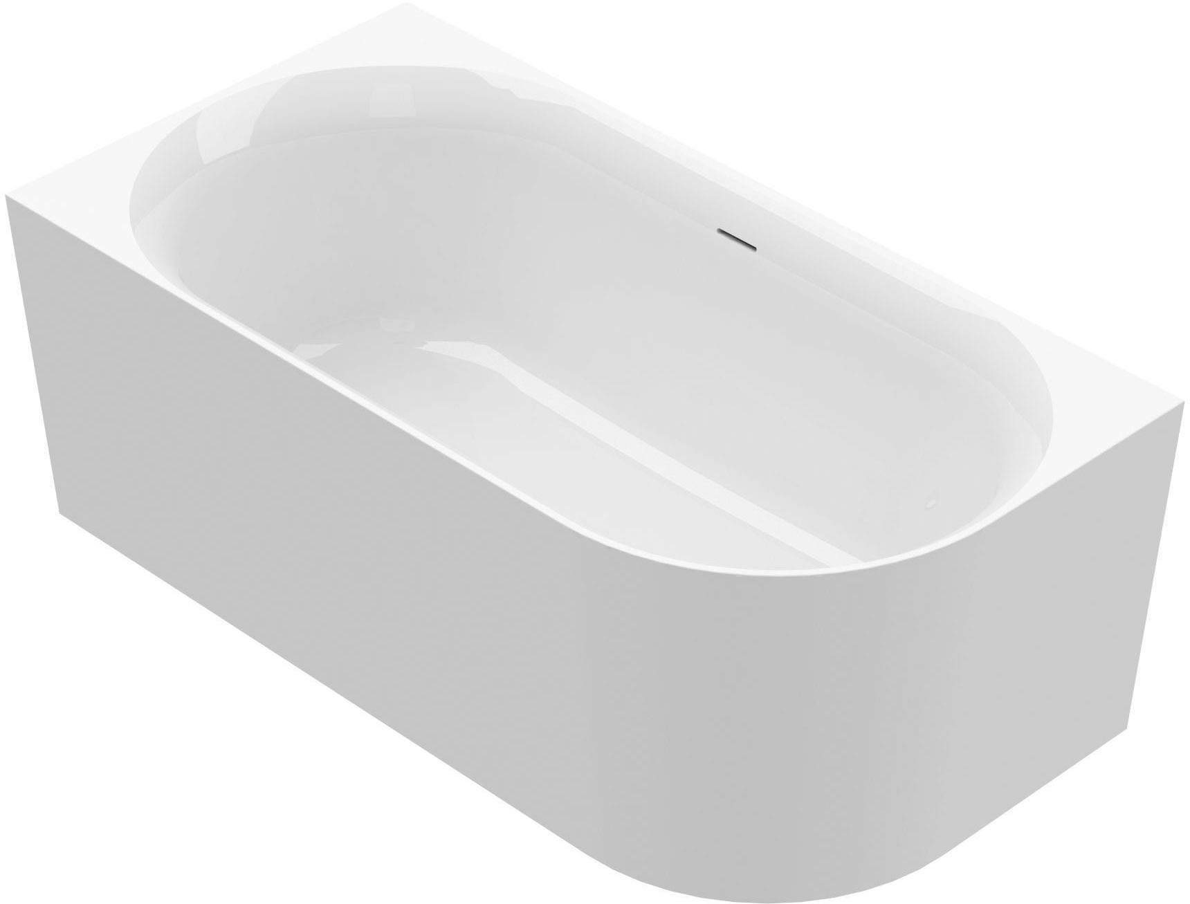 OTTOFOND Badewanne »Mince Corner XS rechts 155 cm weiß«, (1 tlg.), inkl. Ablaufgarnitur, Schlitzüberlauf, Fußgestell, schmale Wannenkante