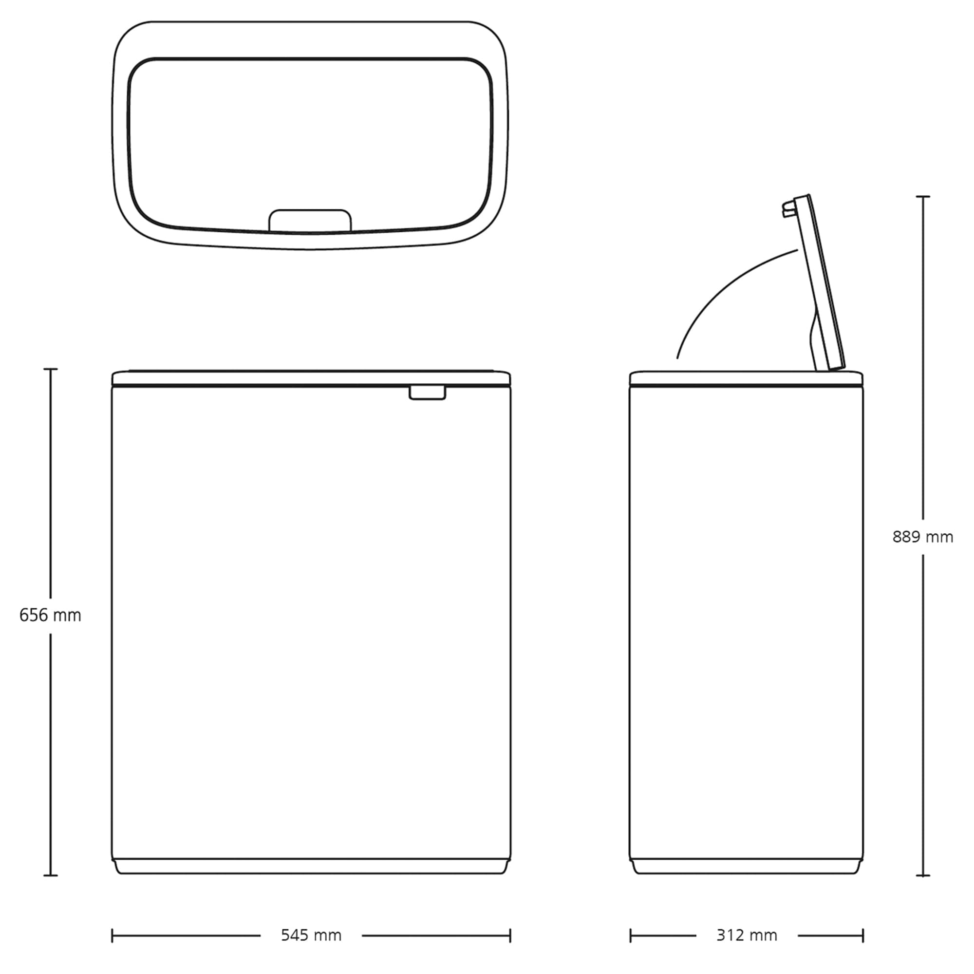 Brabantia Mülleimer »Bo Touch Bin, 60L«, Soft-Touch-Öffnungssystem