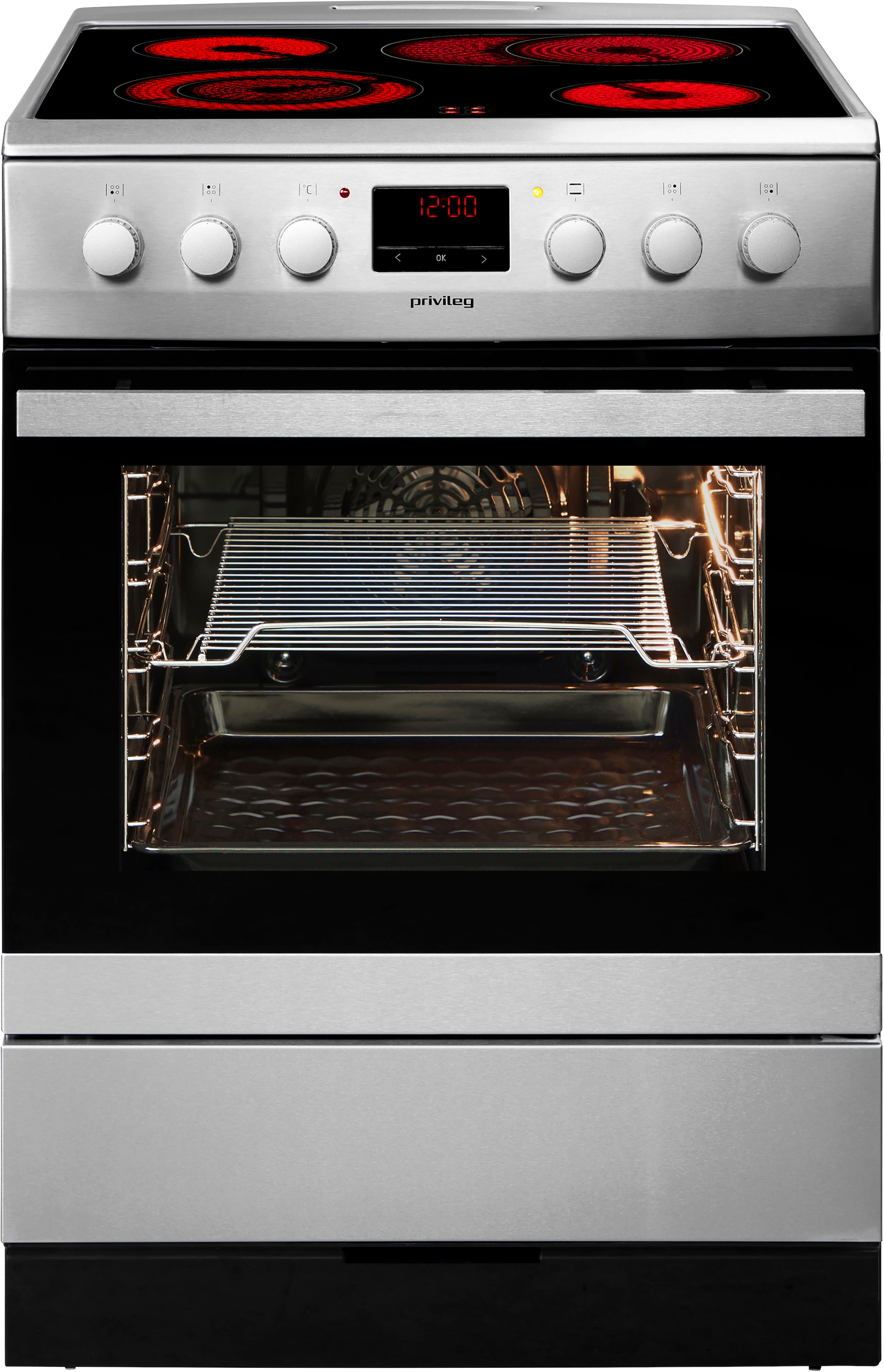 PRIVILEG Elektro-Standherd "6020CE2.334eETaD(Xv)"edelstahl, Herdsets