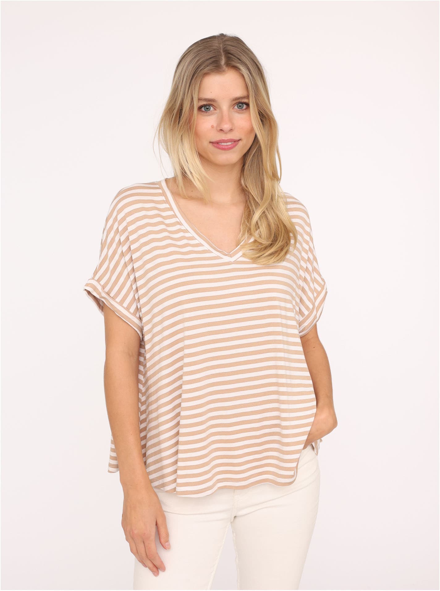 Zwillingsherz T-Shirt ""Maritime Streifen"" One Size, Kurzarm, V-Ausschnitt günstig online kaufen