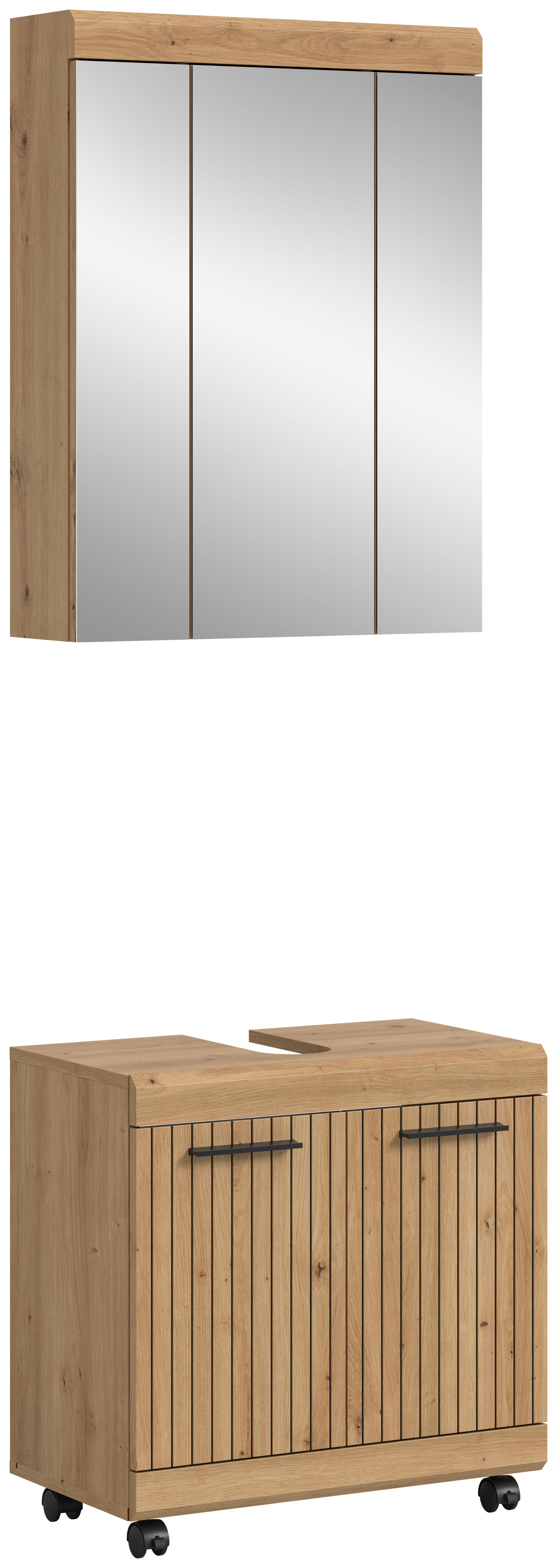 welltime "SIENA, 2 tlg., Waschbeckenunterschrank auf Rollen & Spiegelschrank" TOPSELLER, 2 Stk. tlg.