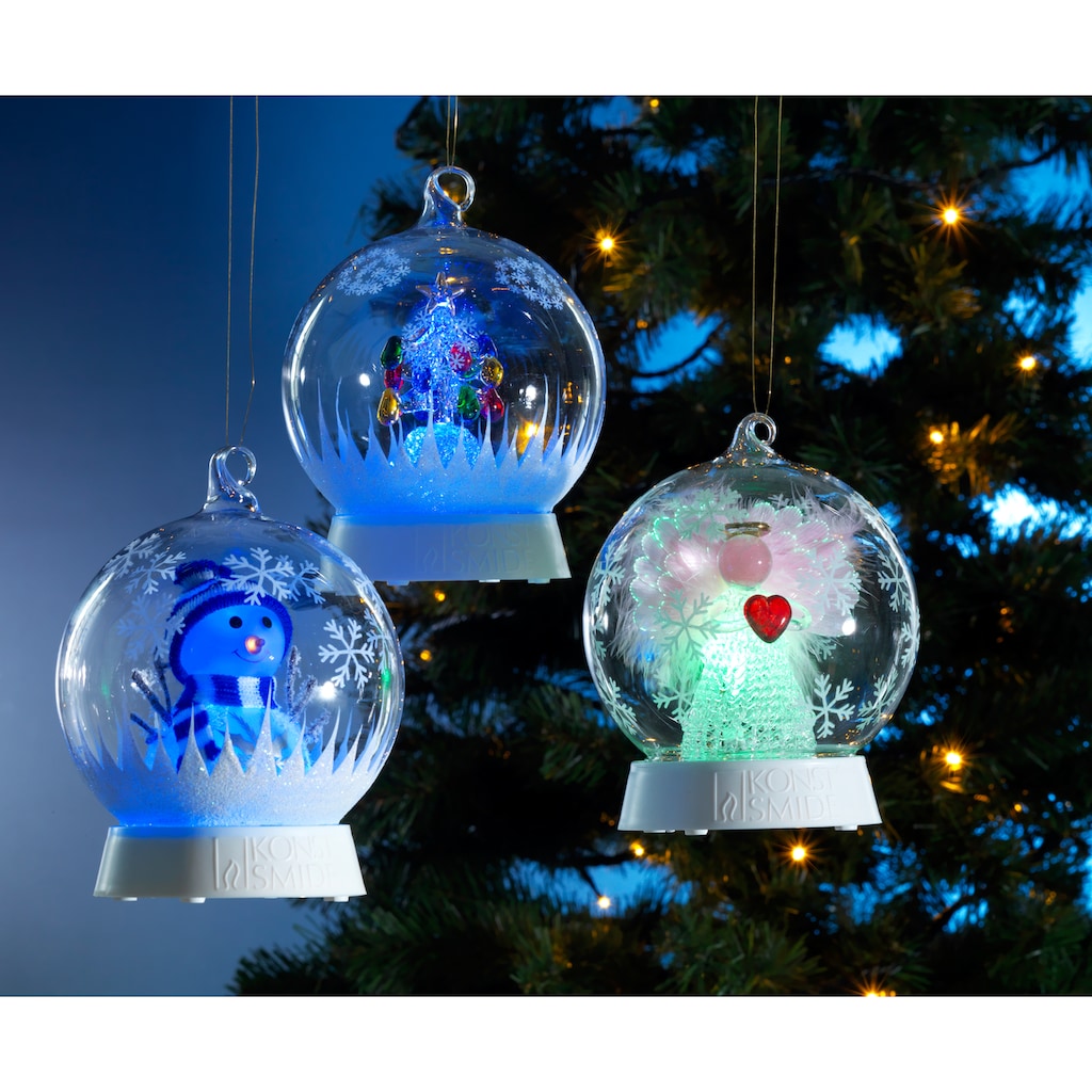 KONSTSMIDE LED Dekolicht »Weihnachtsdeko«, 1 flammig-flammig, Glaskugel Schneemann, mit 3 Funktionen, RGB-Farbwechsel, 6h Timer