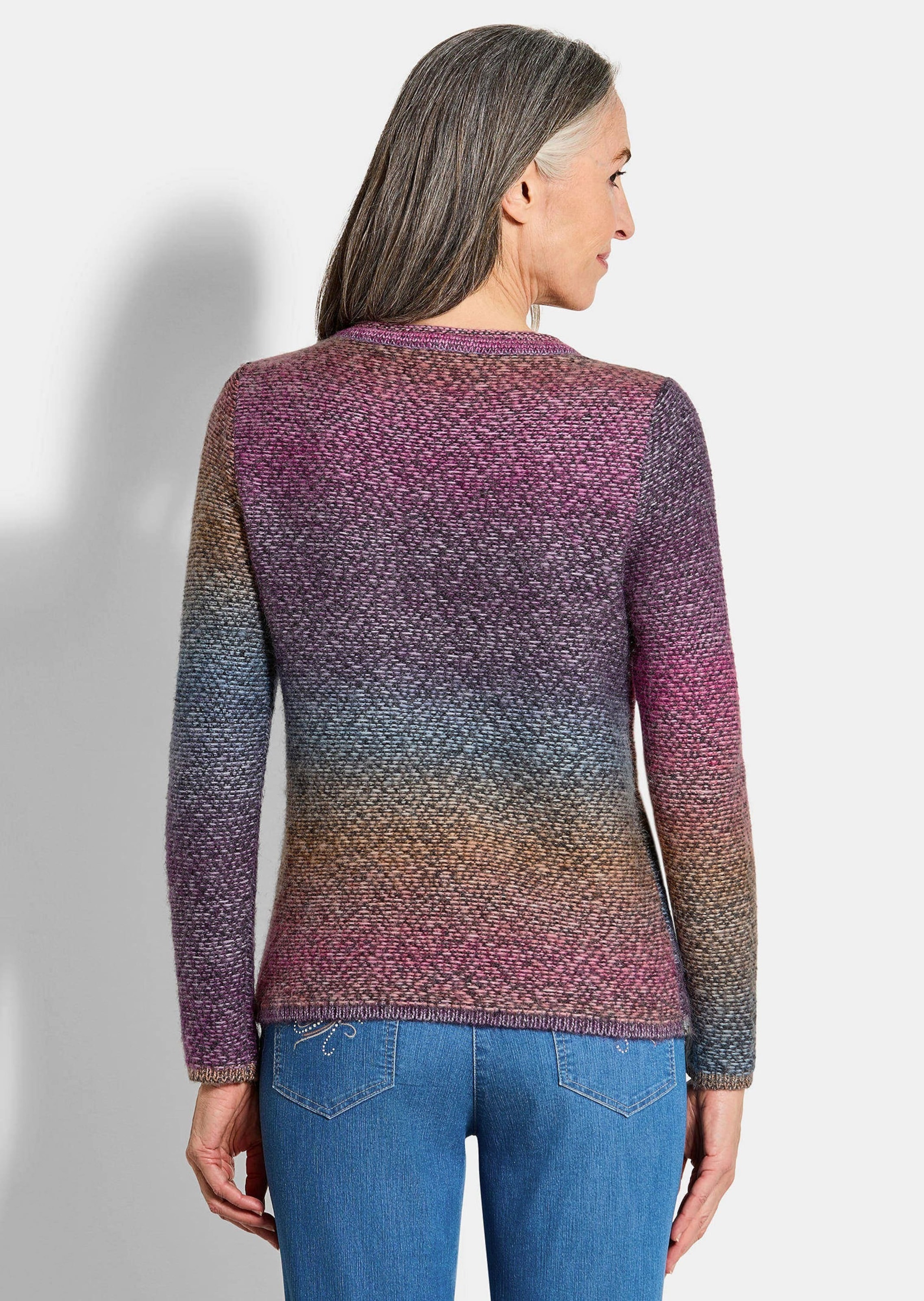 GOLDNER Rundhalspullover »Kurzgröße Pullover in Multicolor-Optik«