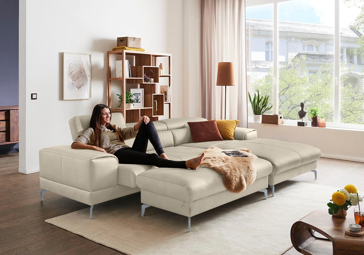 W.SCHILLIG Polsterhocker "piedroo, Designsofa mit tollem Sitzkomfort, bequem, L-Form" Füße in Silber matt