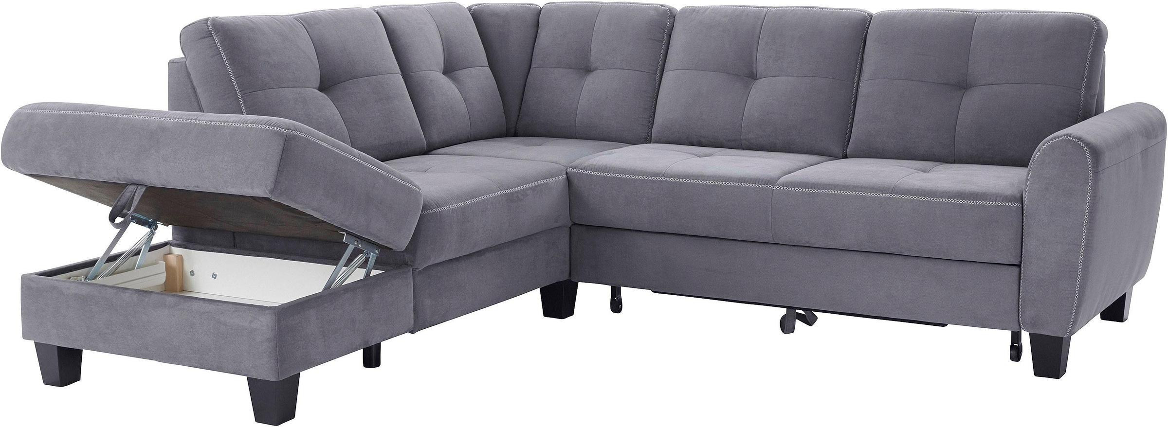 sit&more Ecksofa »Varese L-Form«, mit Federkern, wahlweise mit Bettfunktion und Stauraum
