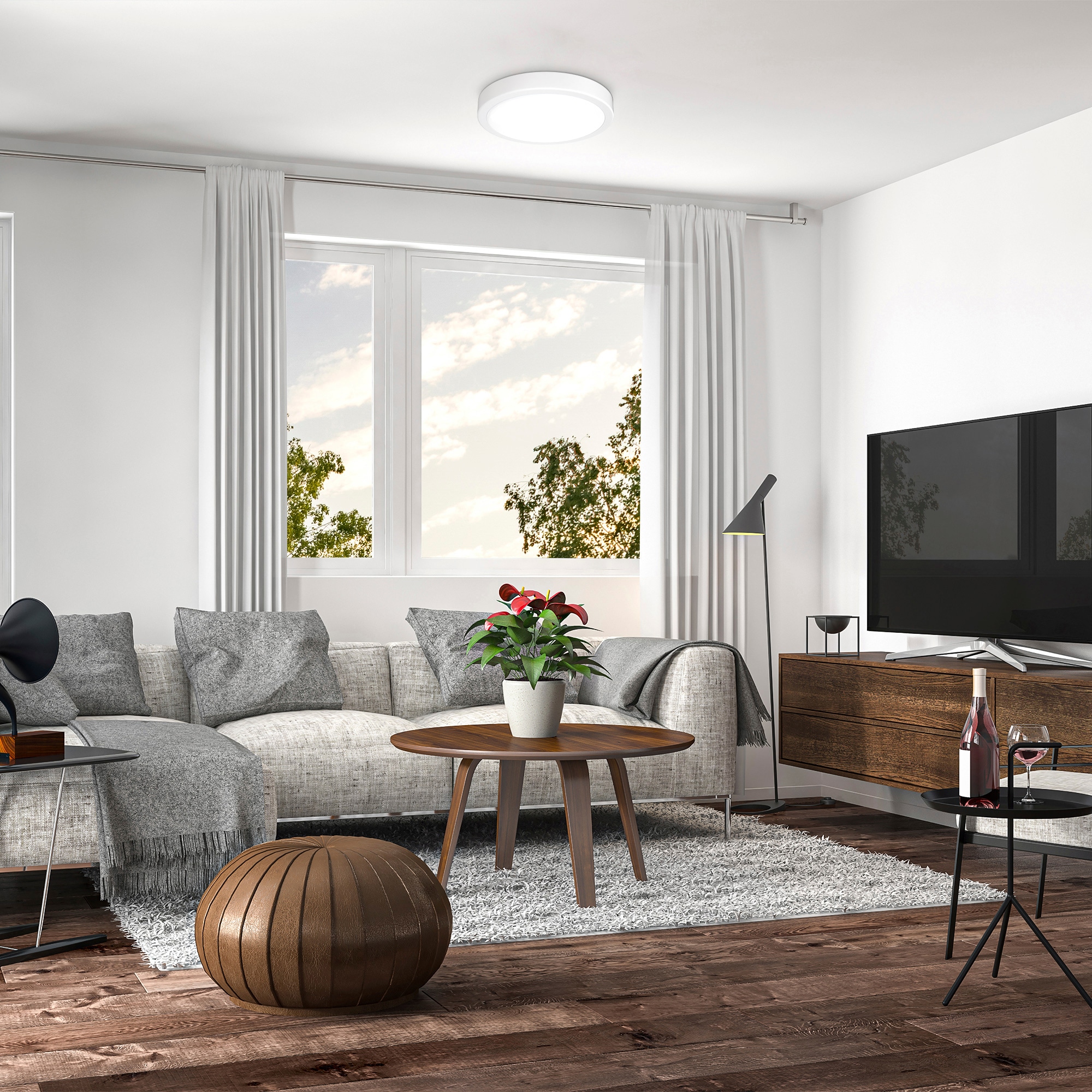 B.K.Licht LED Deckenleuchte »BK_DL1521 LED-Deckenlampe, Ø28cm, Neutralweißes Licht, Weiß«, 1 flammig, Leuchtmittel LED-Modul | LED fest integriert, Küchenlampe, 8 Watt, 2.000 Lumen, 4.000 Kelvin Wohnzimmerlampe