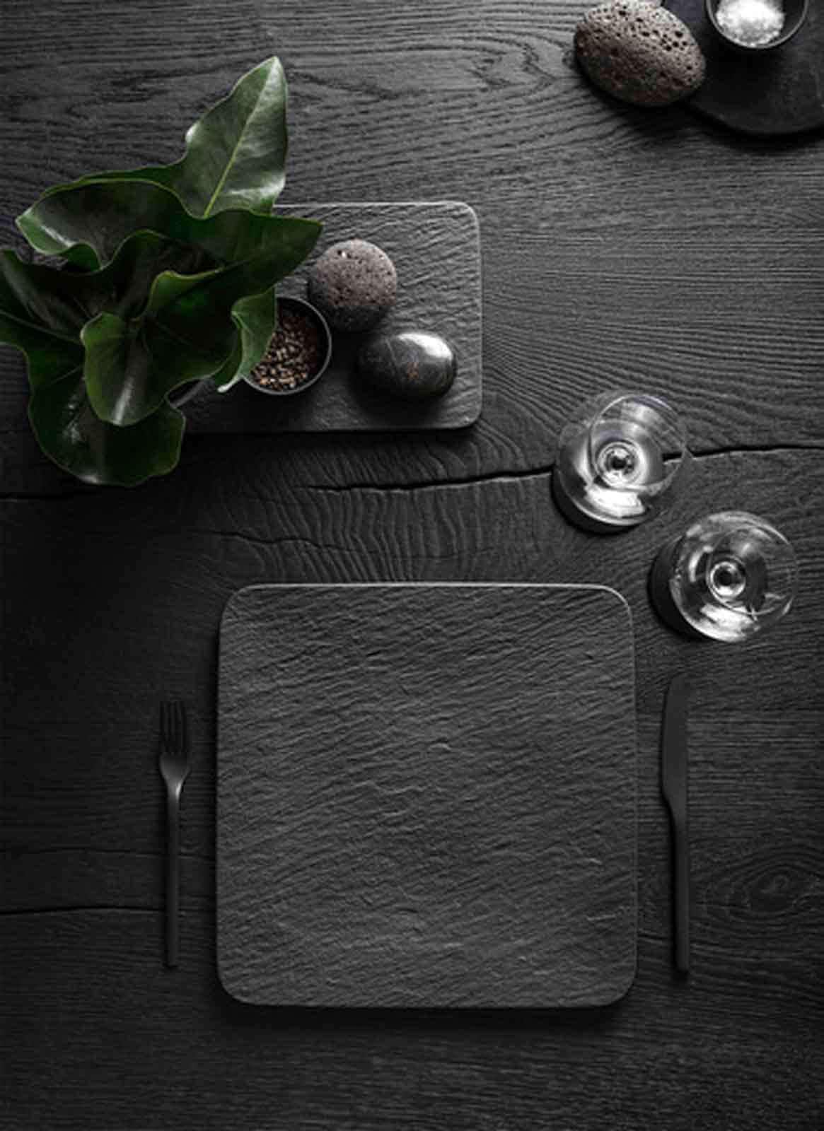Villeroy & Boch Servierplatte »Servierplatten Manufacture Rock 2er Set schwarz«
