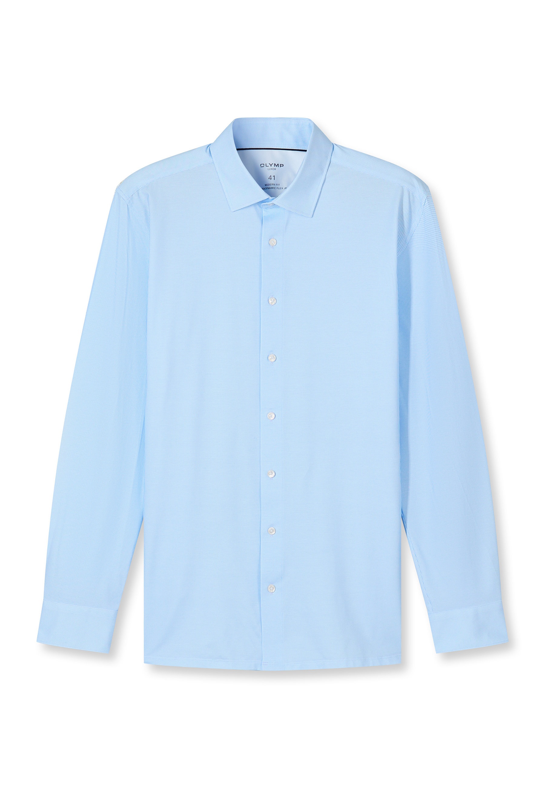 Businesshemd OLYMP "OLYMP Luxor 24/Seven, modern fit, New Kent", Herren, Gr. 42, Normaler Arm, bleu, 92% Baumwolle, 8% Elasthan, Hemden 4