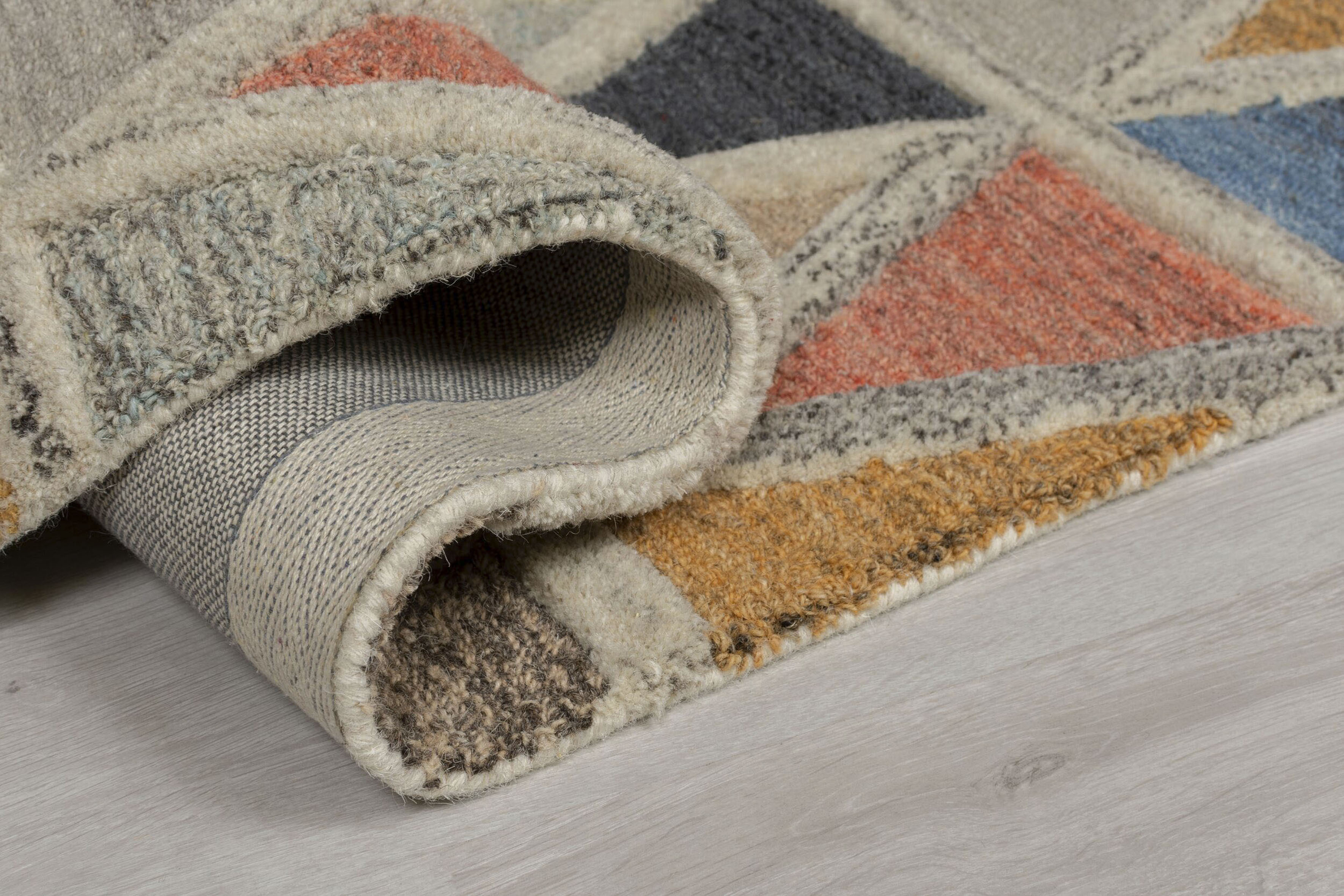 Thumbnail - FLAIR RUGS Wollteppich "Moretz", rechteckig, 10 mm Höhe, 100% Wolle, geometrisches Muster, mehrfarbig, fußbodenheizungsg...