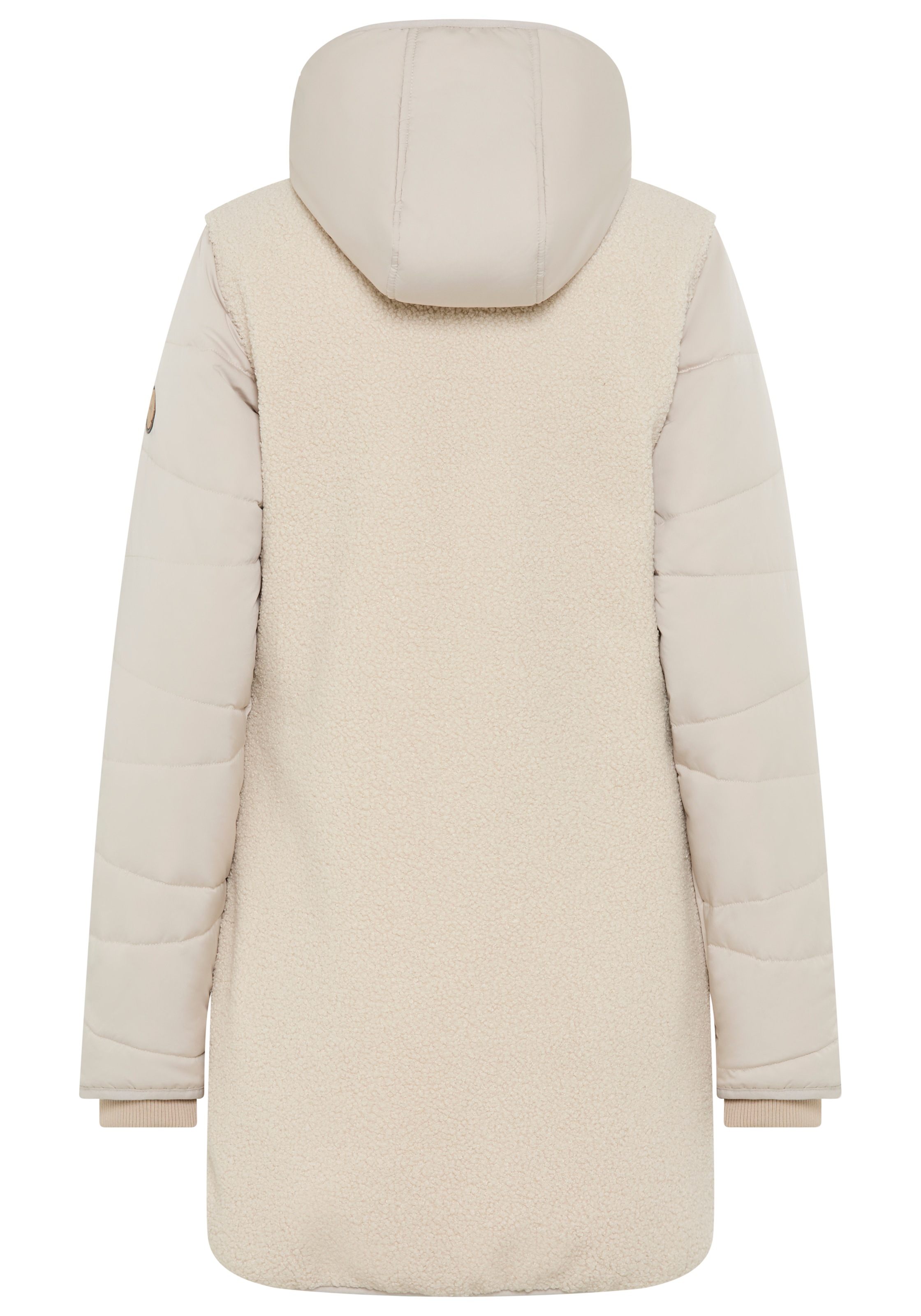 KangaROOS Hybridjacke, mit Kapuze, Übergangsjacke aus Teddy-Fleece mit gesteppten Ärmeln und Kapuze