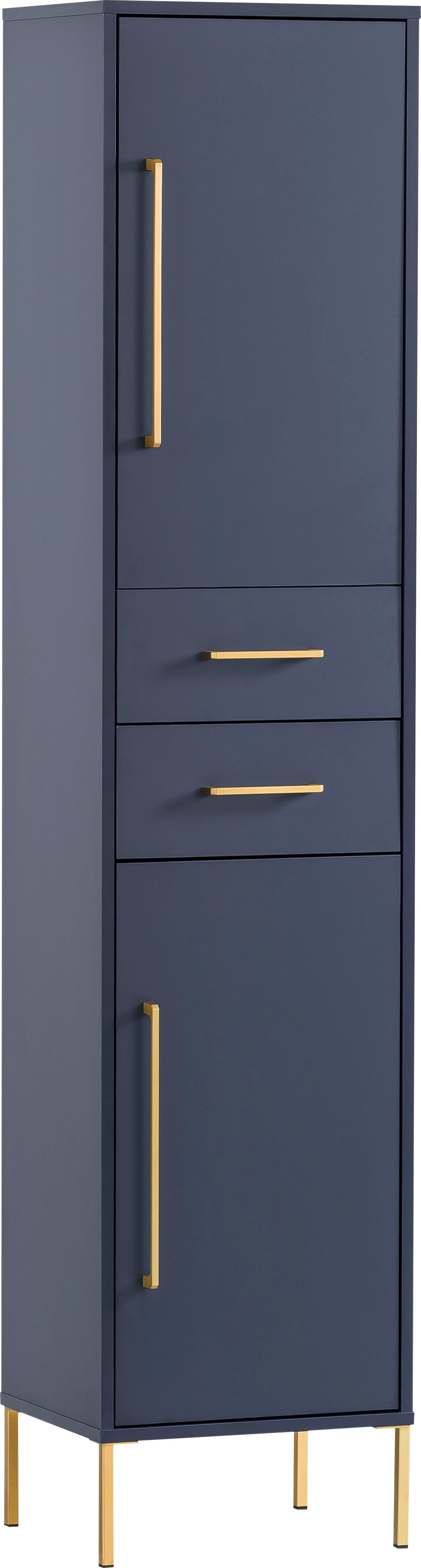 welltime Hochschrank "Kent mit goldfarbenen Griffen" Solide Verarbeitung - Dieses Produkt ist in Deutschland gefertigt