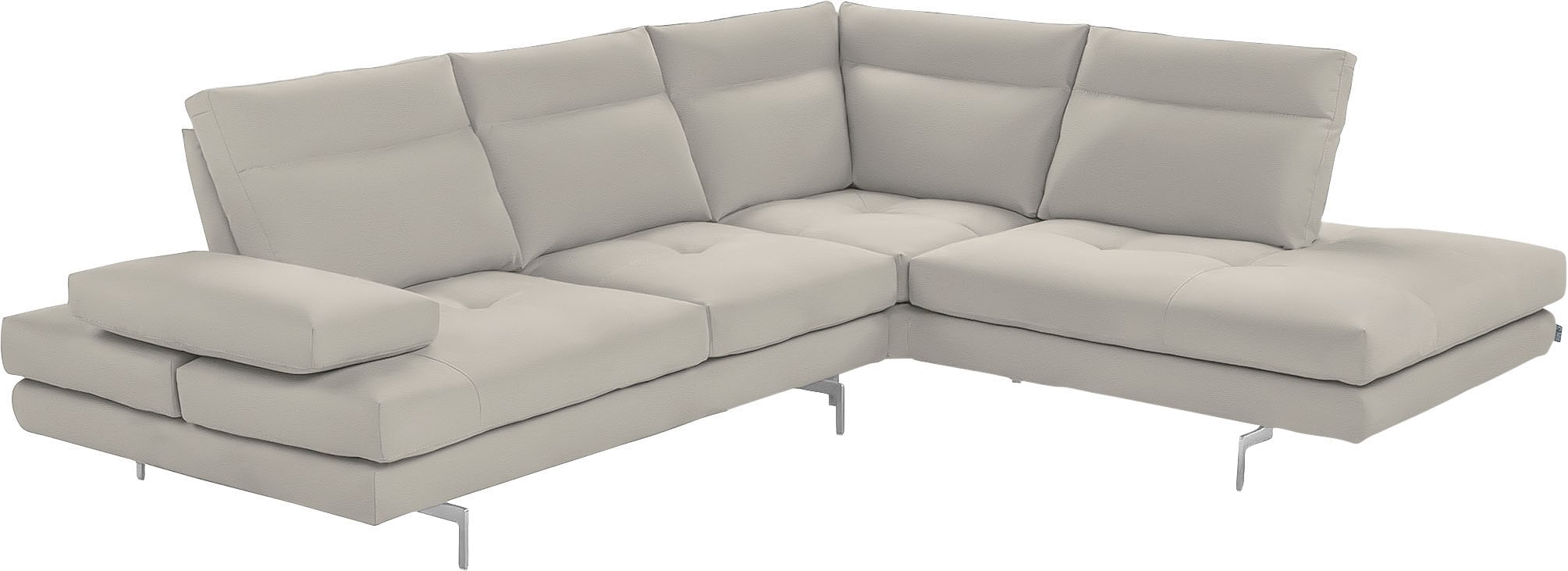 CALIA ITALIA Ecksofa "Toby Wing, B/T: 288/232 cm, Multifunktionssofa, Designsofa, L-Form" Sitztiefenverstellung und Armteilfunktion, Füße chrom glänzend