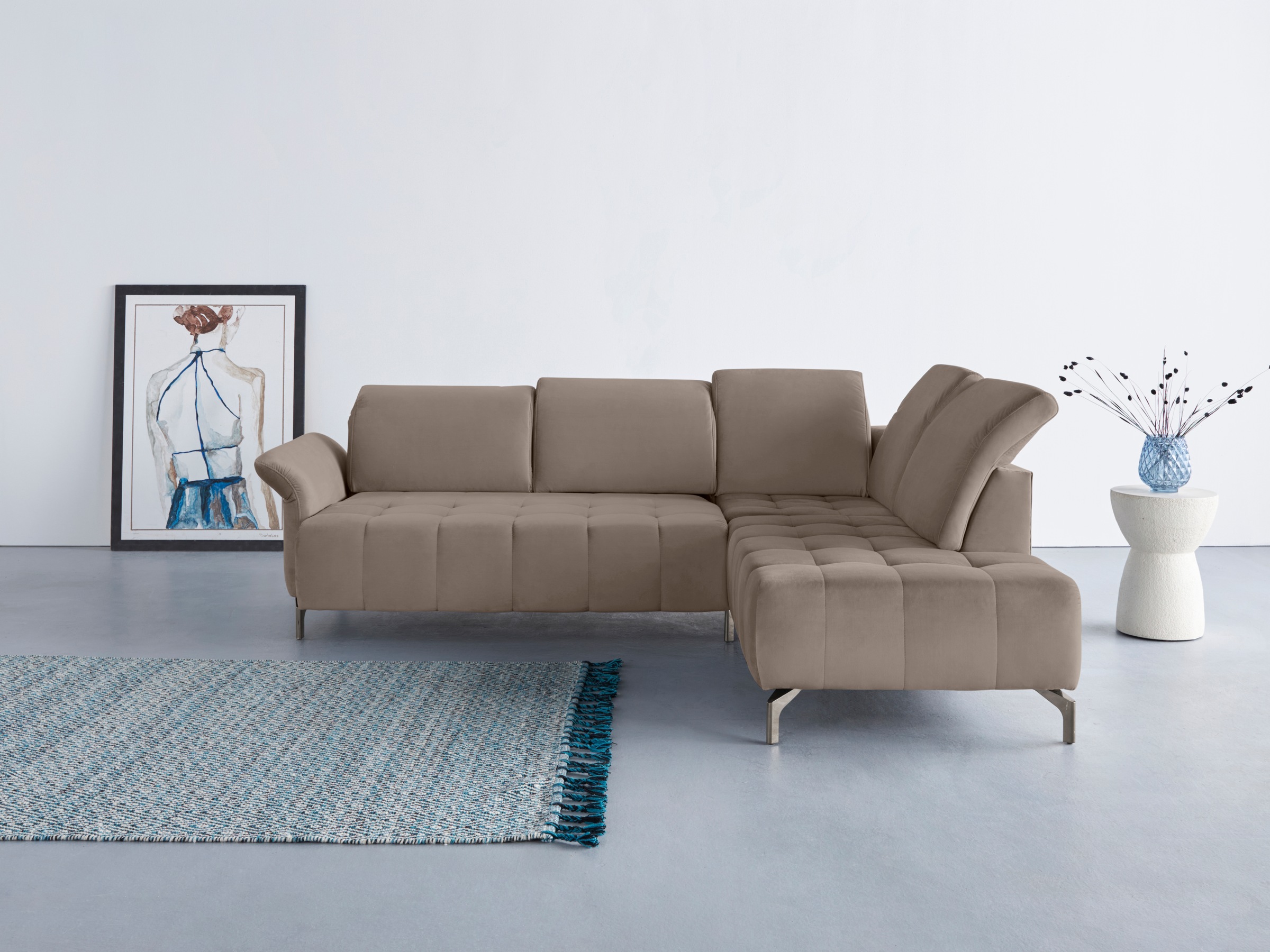 OTTO home Ecksofa "Fresh L-Form" Federkern, wahlweise Kopfteilverstellung und motorischer Vorziehsitz
