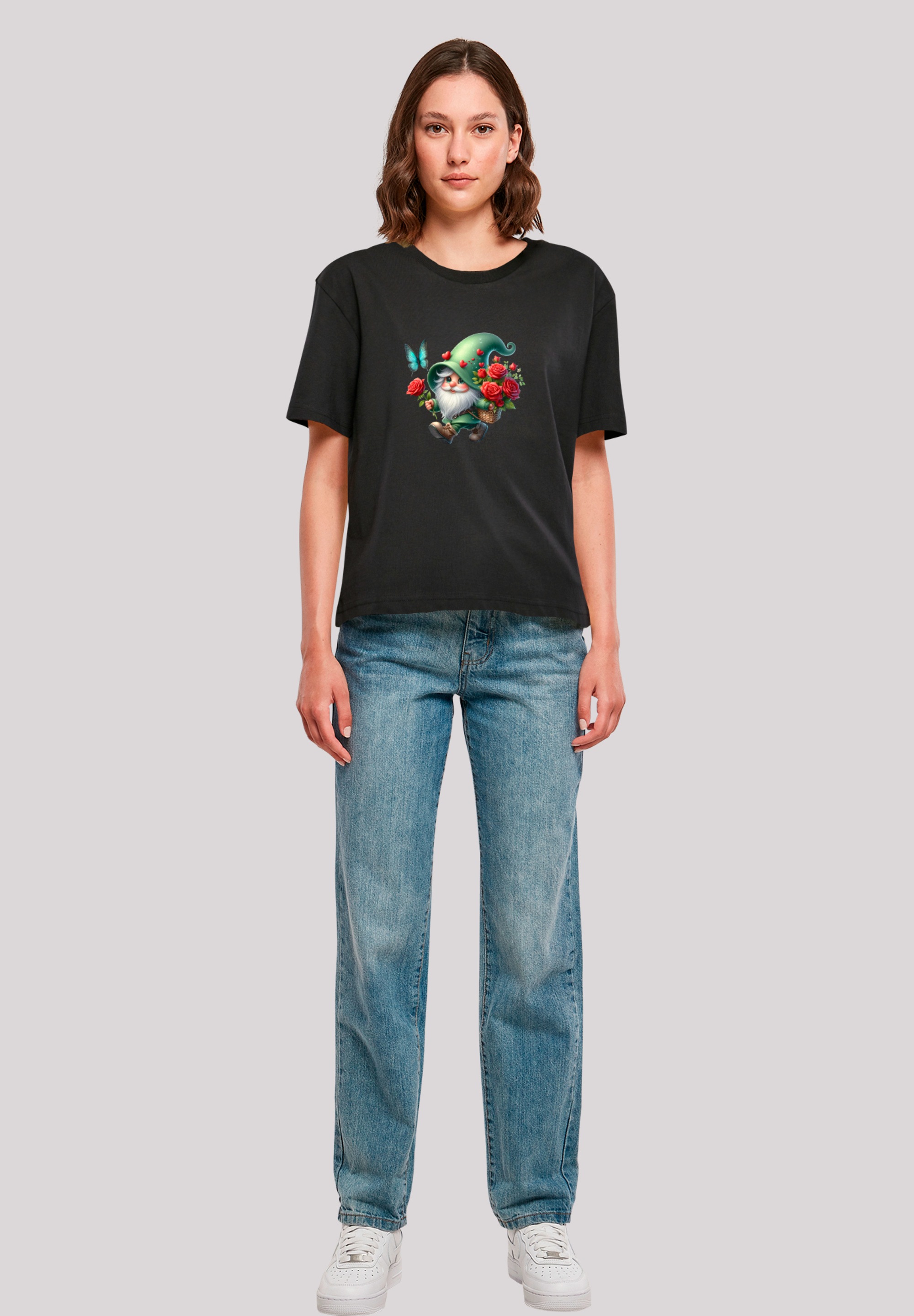 F4NT4STIC T-Shirt »Gnom Frühling Blumen Schmetterling«, Premium Qualität