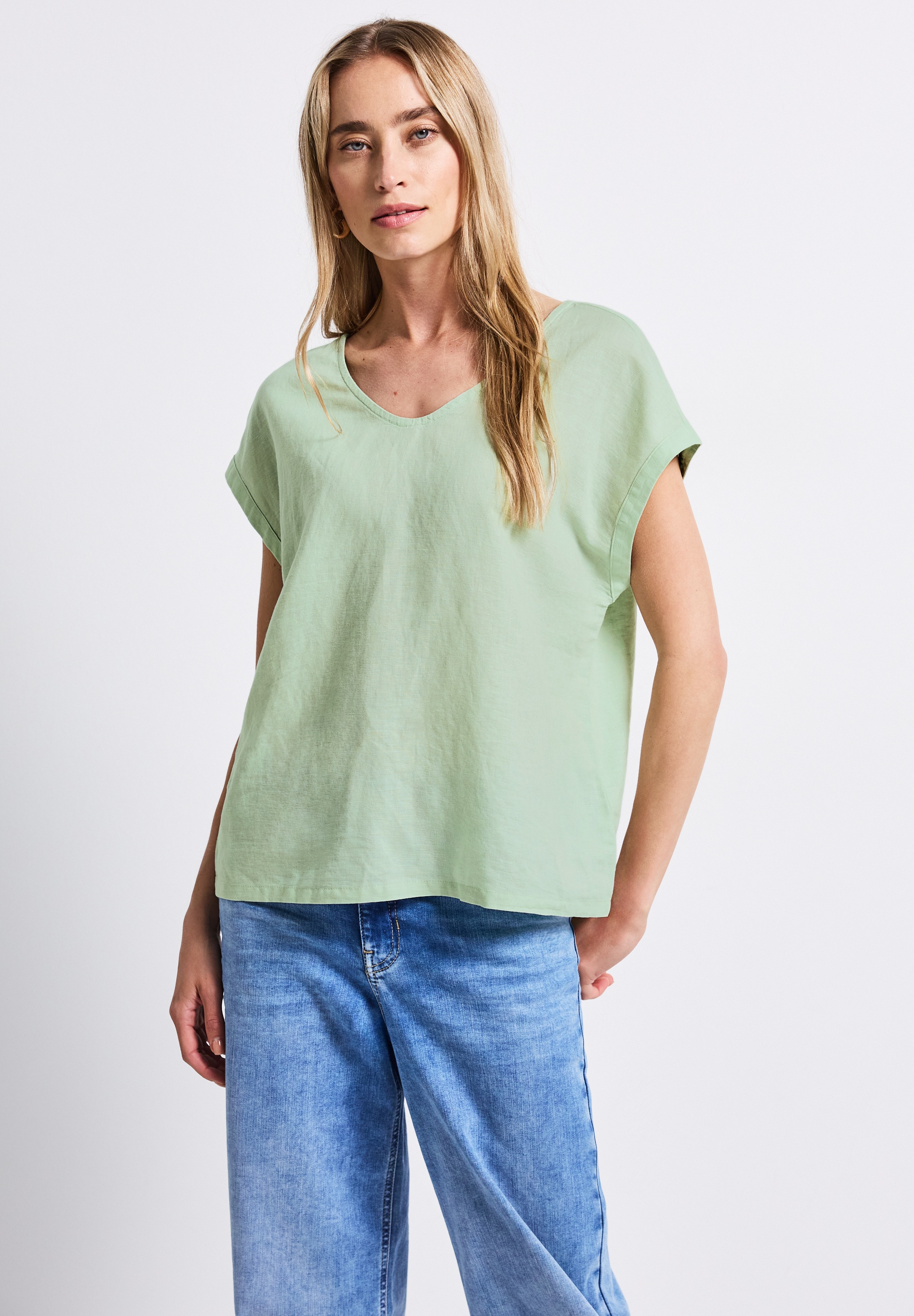 STREET ONE Shirtbluse aus elastischem Materialmix günstig online kaufen