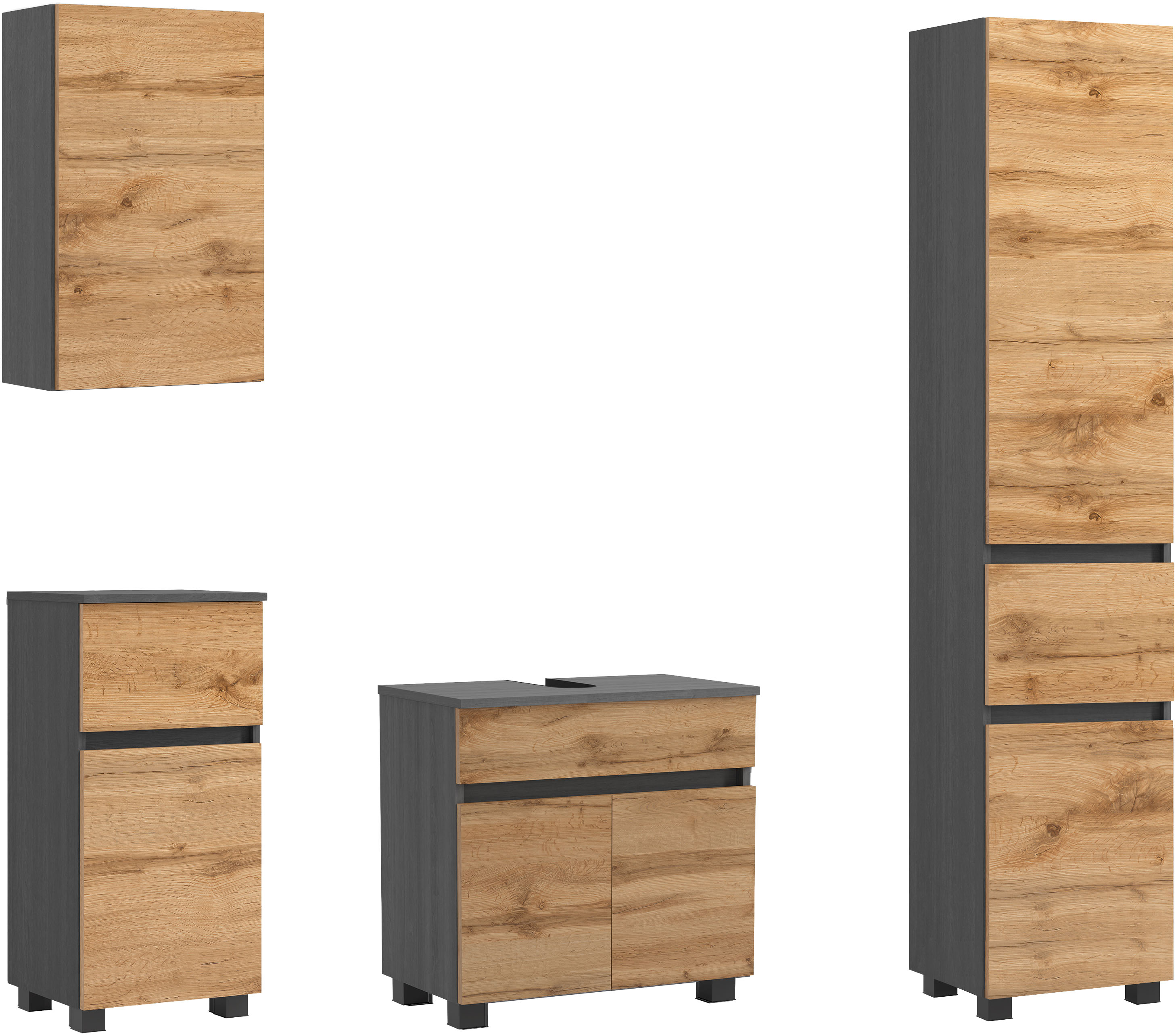 OTTO home Badmöbel-Set "BOZEN, 4-tlg. Unterbecken-Set - Seitenschrank"