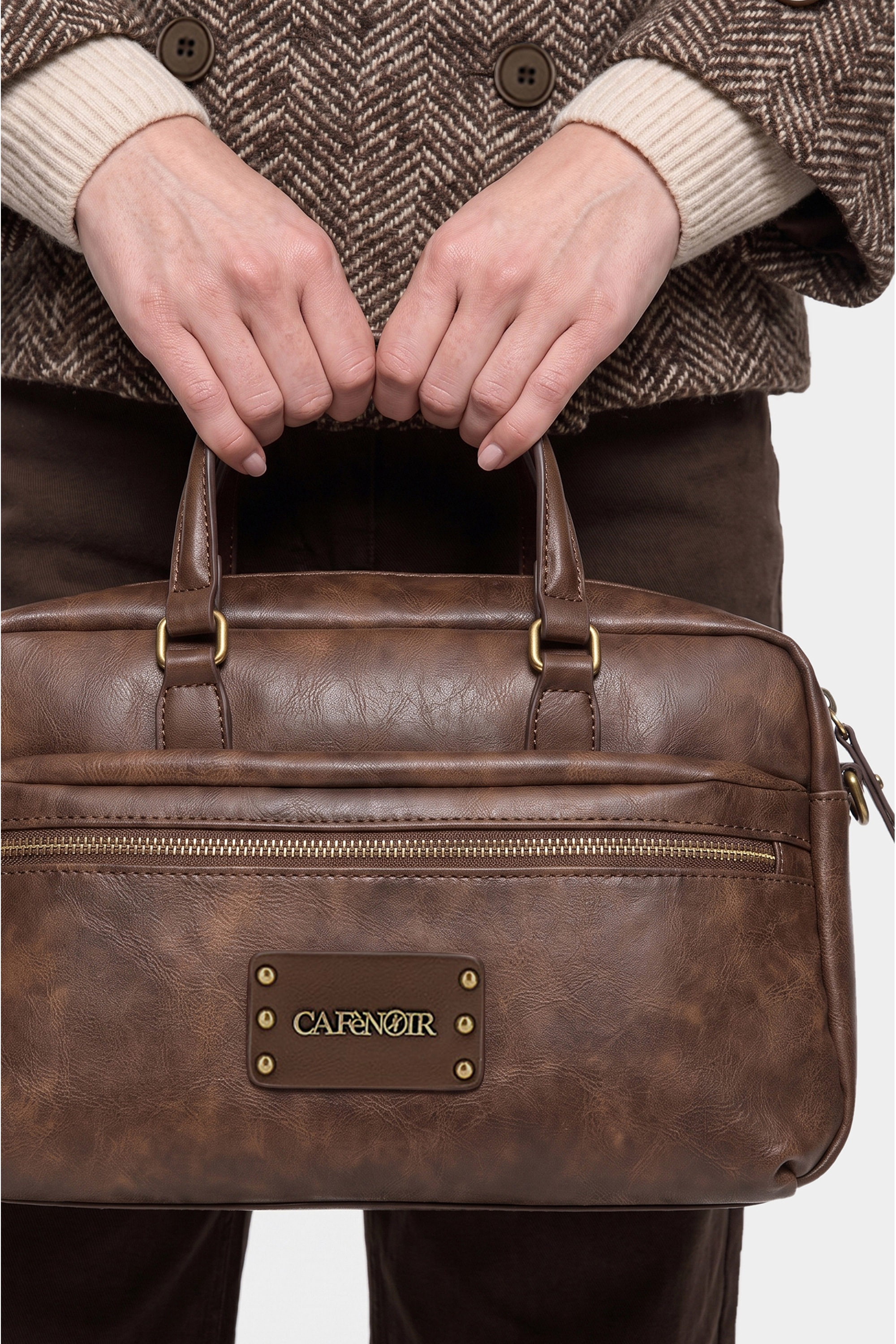CAFèNoir Schultertasche »BOWLING BAG WITH FRONT ZIP POCKET C3MH1121 Damen« Handtasche Damen, Abendtasche, Tragetasche, Fashion, Lifestyle, Sale