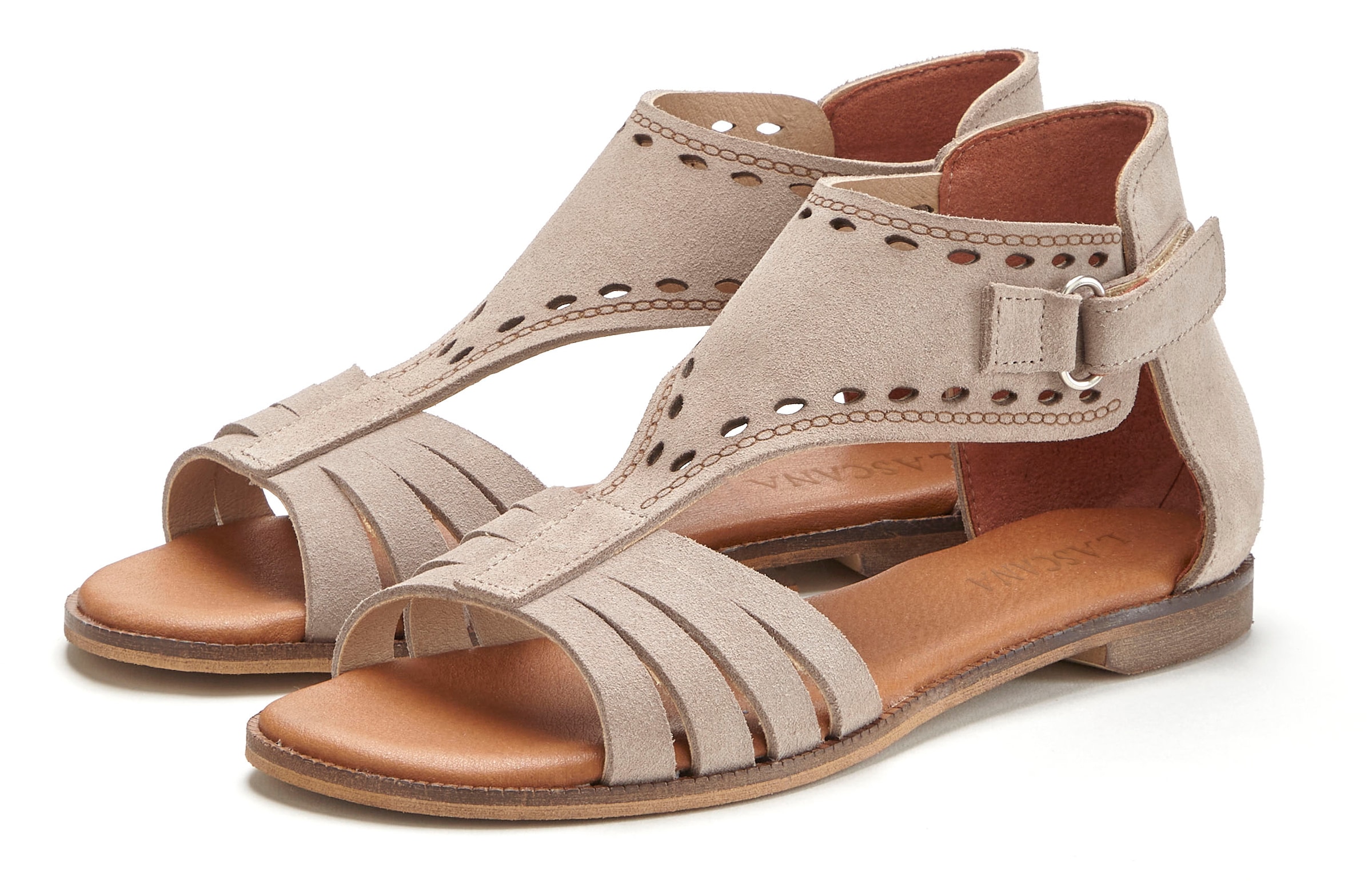 LASCANA Sandale, Sandalette, Sommerschuh aus hochwertigem Leder mit kleinen Cut-Outs