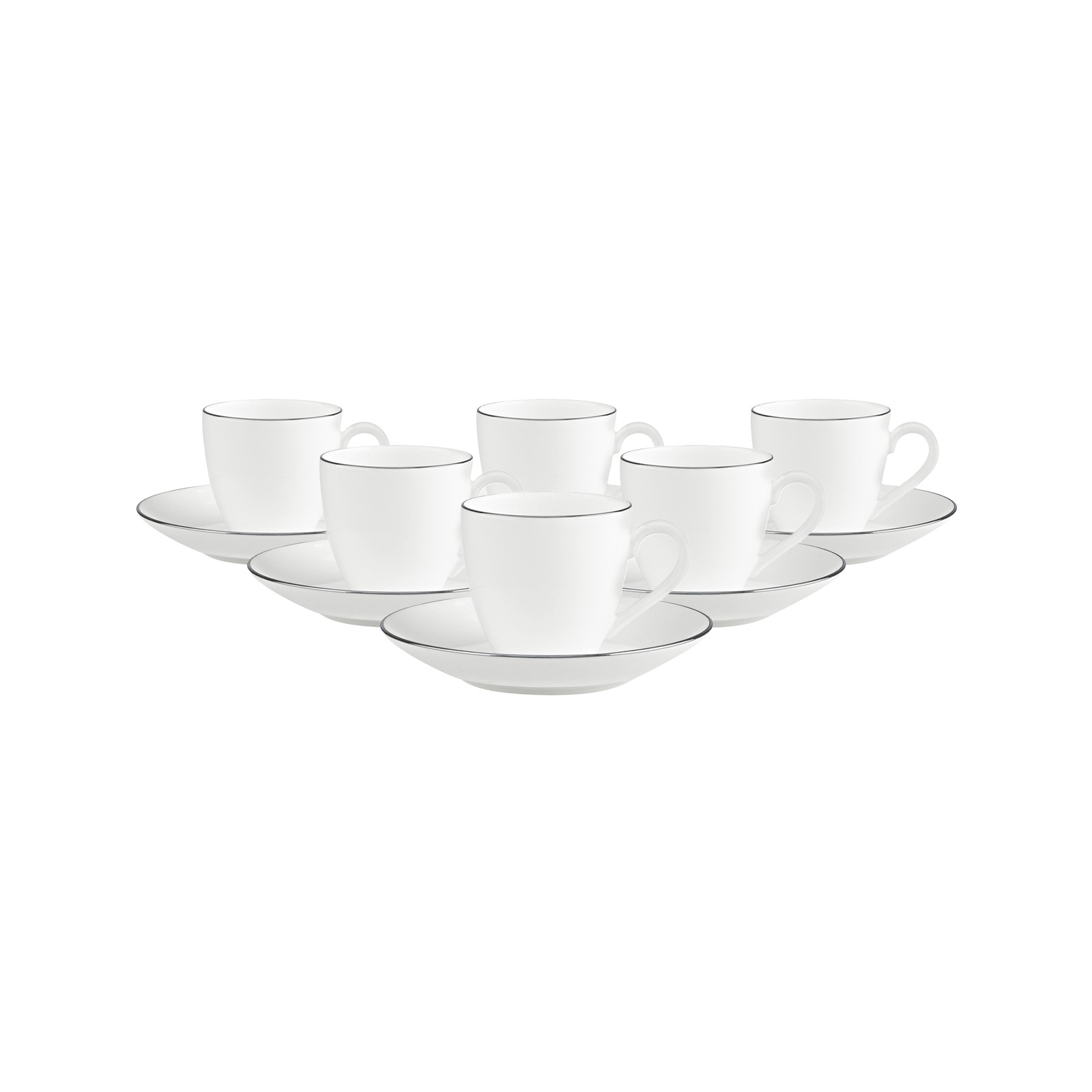 Villeroy & Boch Tasse "Mokka-/Espressoobertassen mit Untertassen Anmut Platinum No.1 60 ml 6er Set weiß"