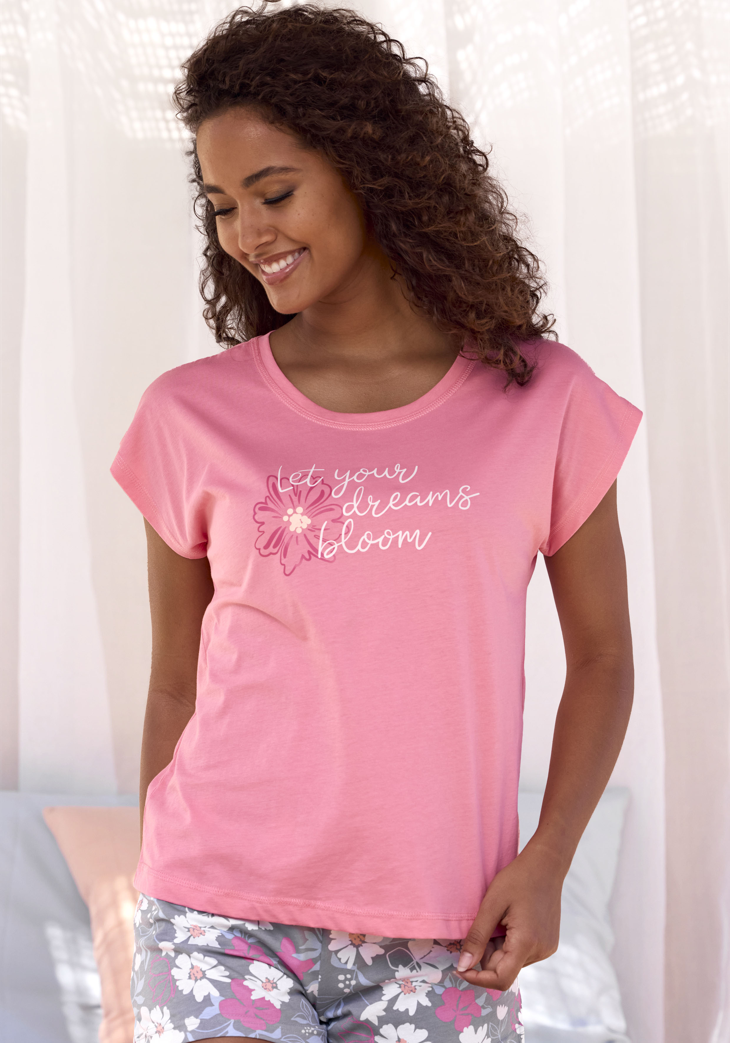 Vivance Dreams by Lascana Pyjamaoberteil mit schönem Frontprint