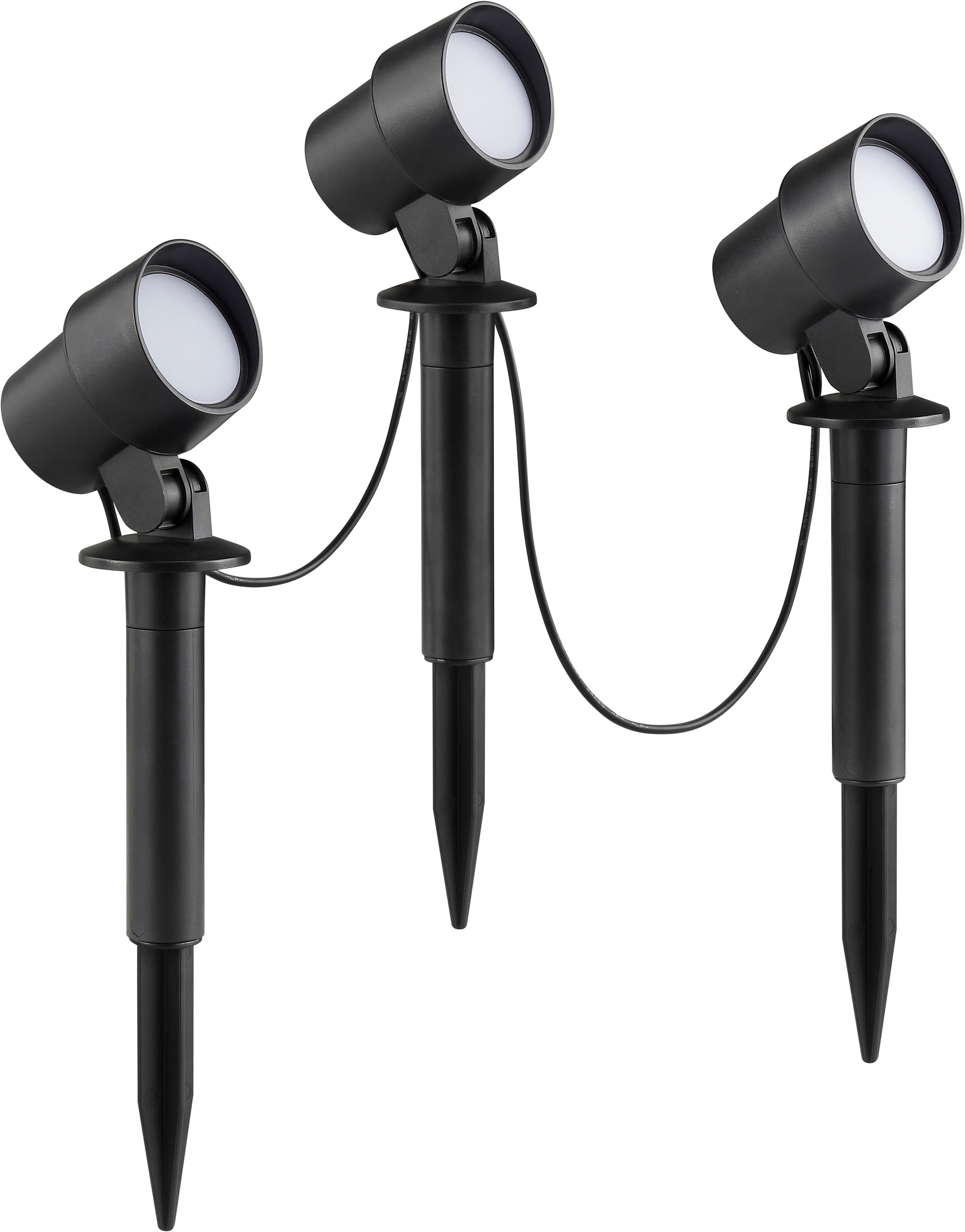 Brilliant Gartenstrahler »Kamara« LED-Modul 1 Stk. Warmweiß LED Spieß 3er Set, 21 x 6 x 8 cm, 610 lm, 3000 K, Kunststoff, schwarz