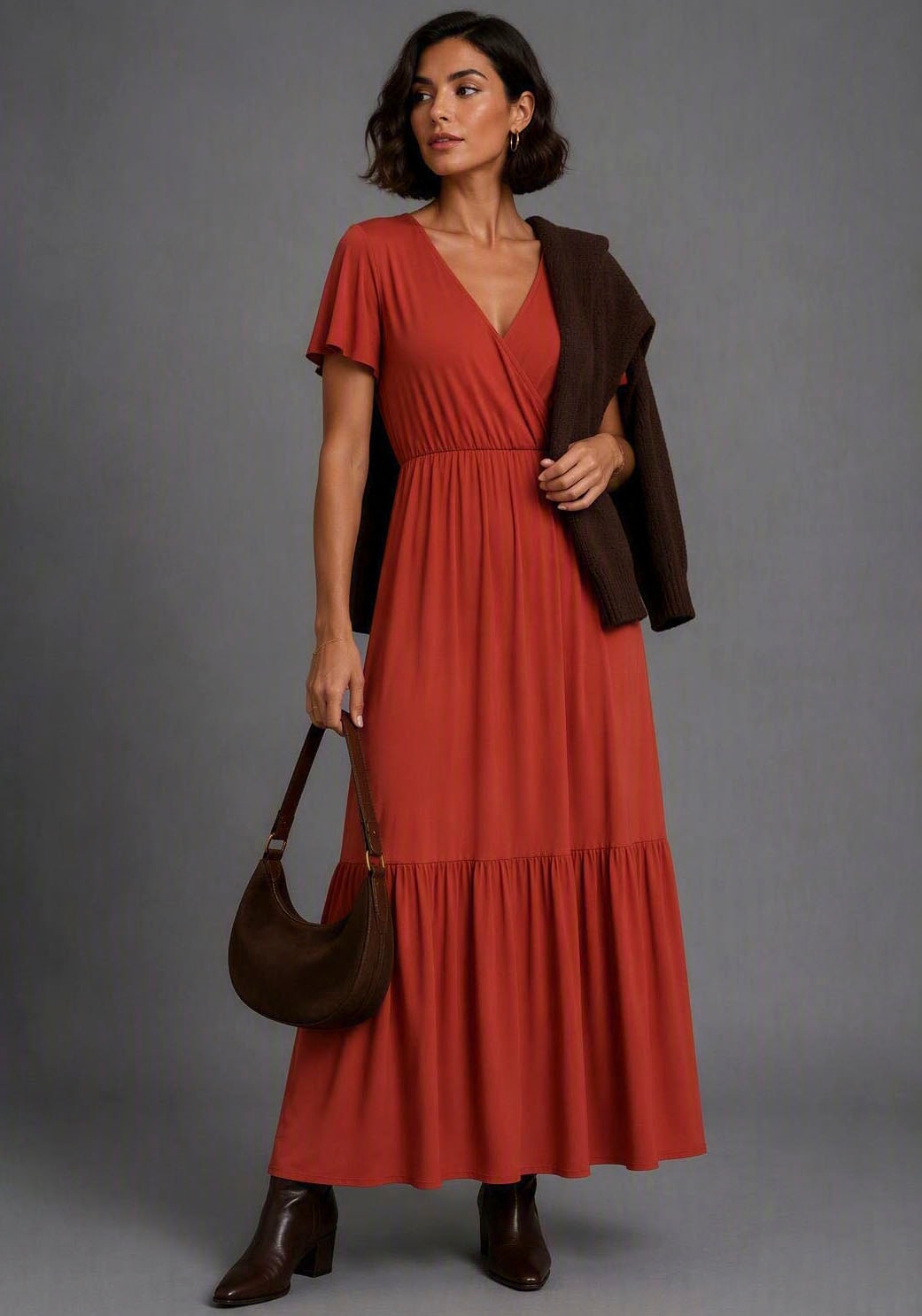 Laura Scott Maxikleid langer Schnitt, für entspannte Tage, aus Shirtware, mit Flügelärmeln