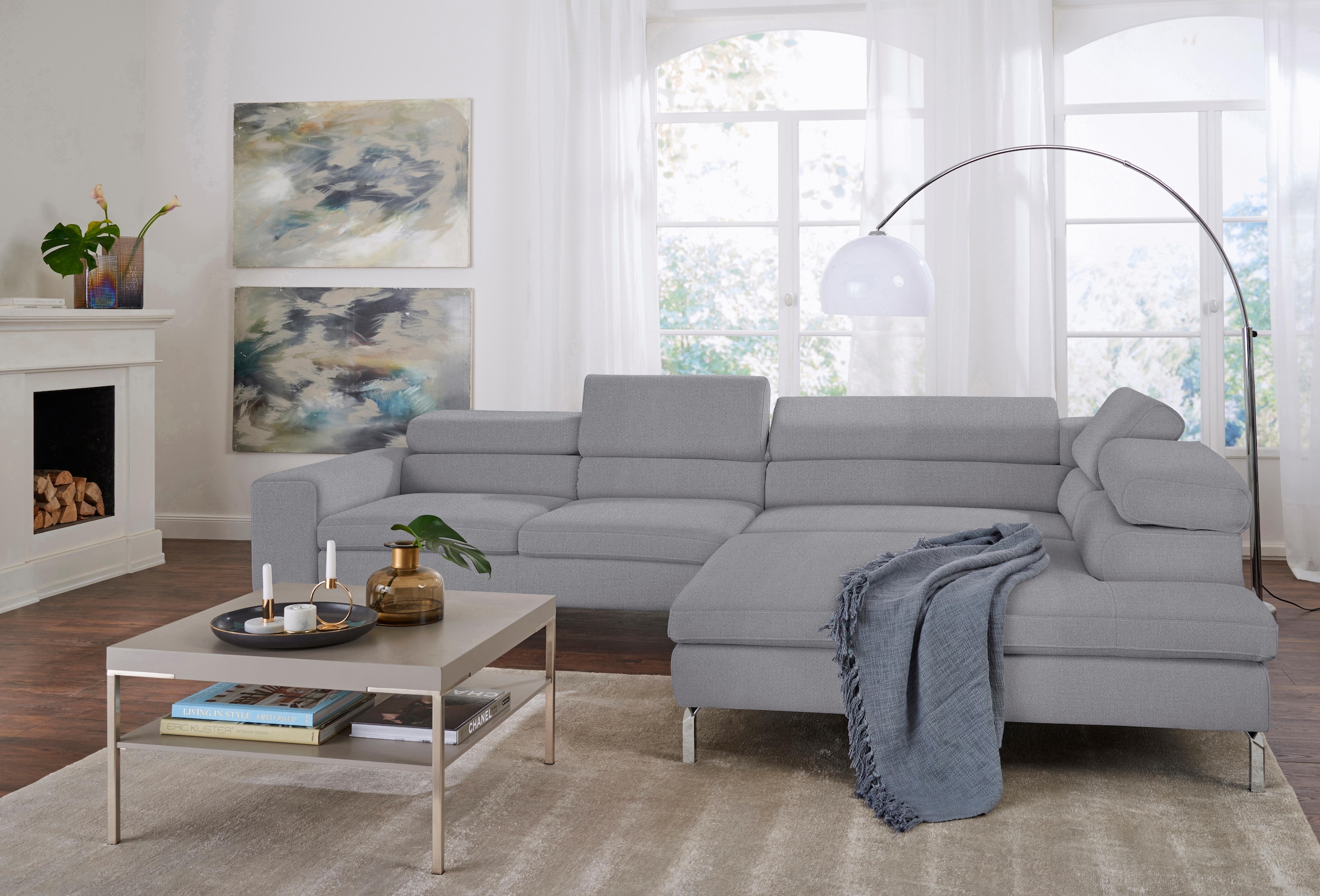 GALLERY M branded by Musterring Ecksofa »Felicia L-Form«, mit Metallfuß, wahlweise mit manuellem oder motorischem Sitzvorzug