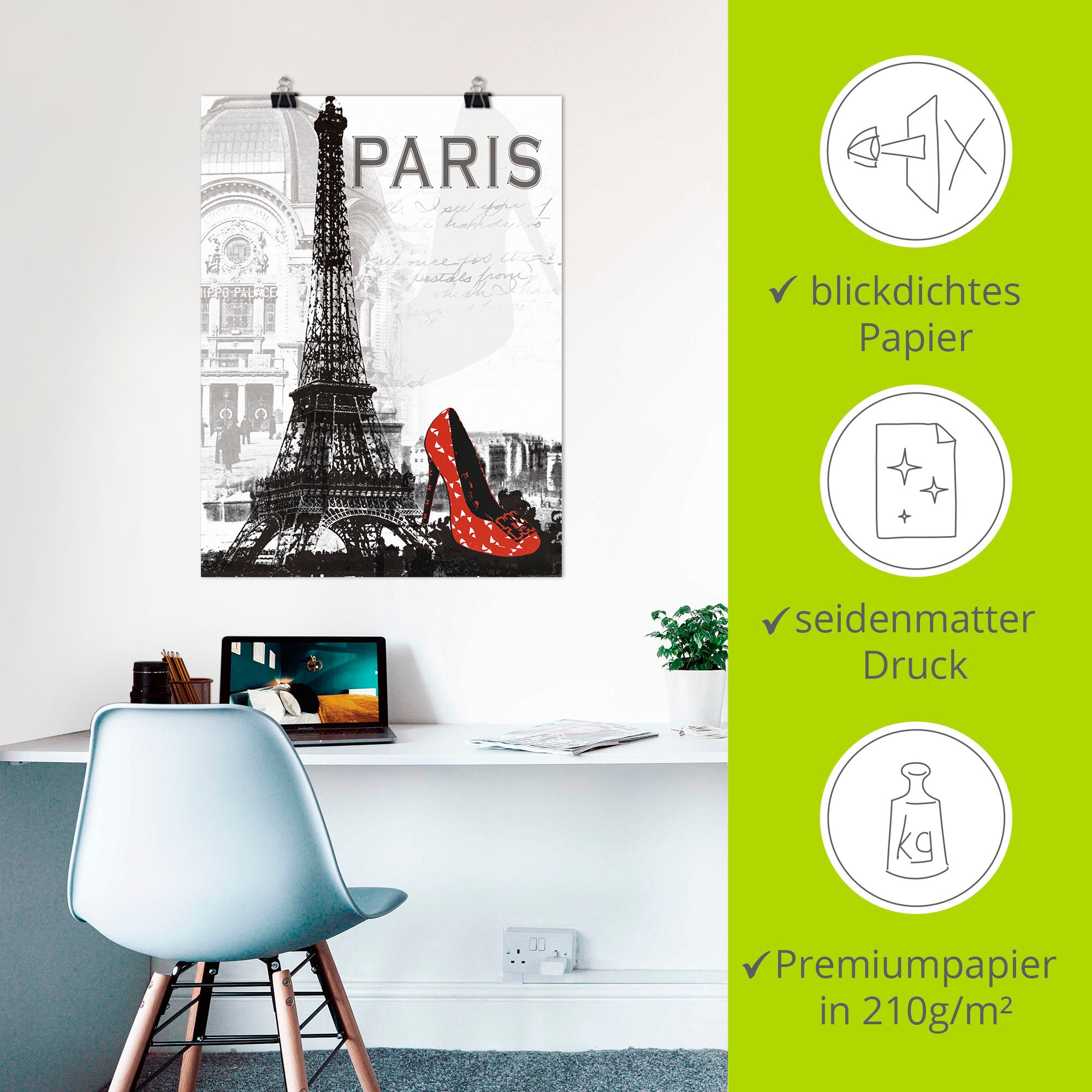 Artland Wandbild »Paris - Chic«, Gebäude, (1 St.), als Alubild, Outdoorbild, Leinwandbild, Poster, Wandaufkleber