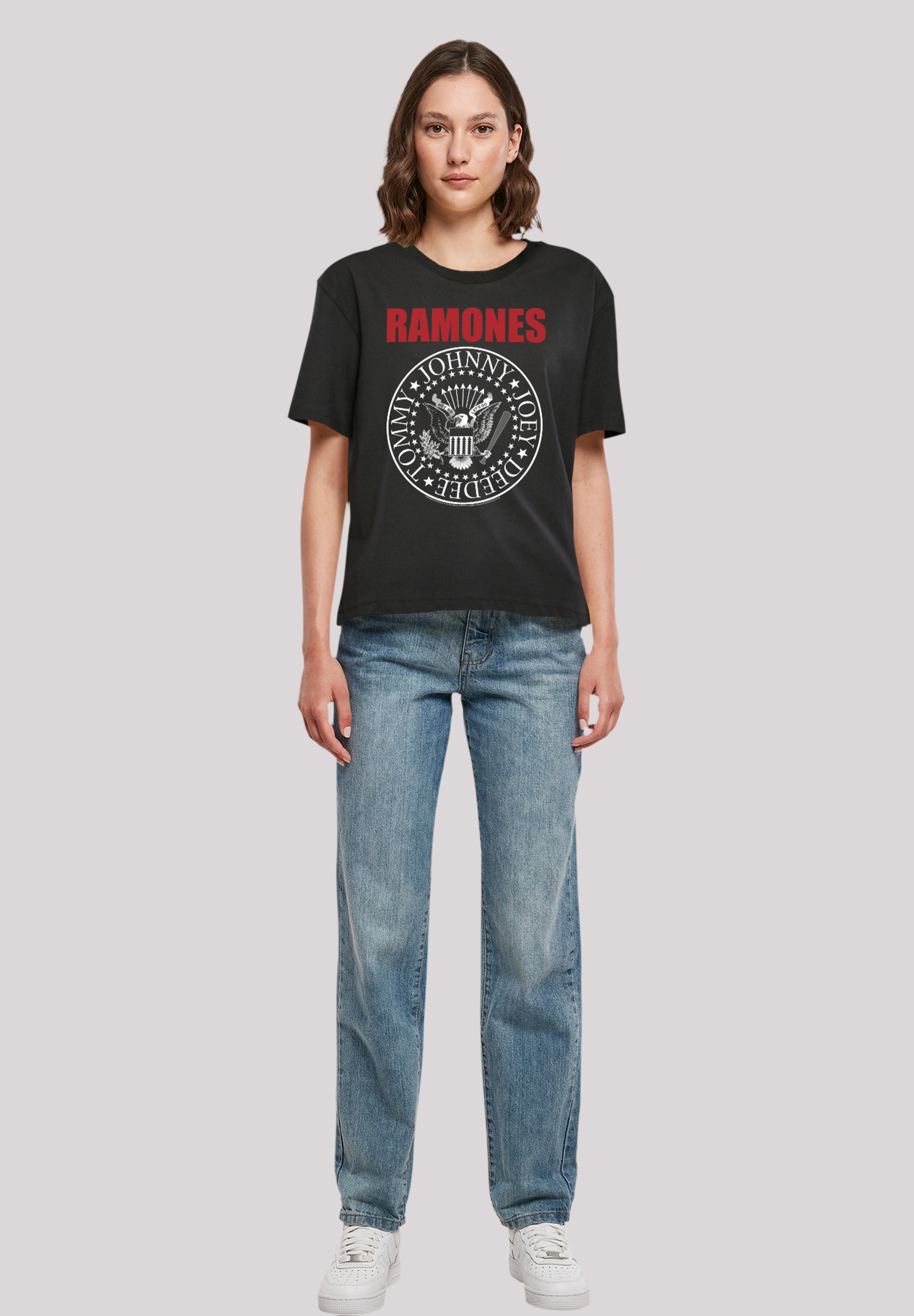 F4NT4STIC T-Shirt »Ramones Rock Musik Band Red Text Seal«, Premium Qualität, Band, Rock-Musik