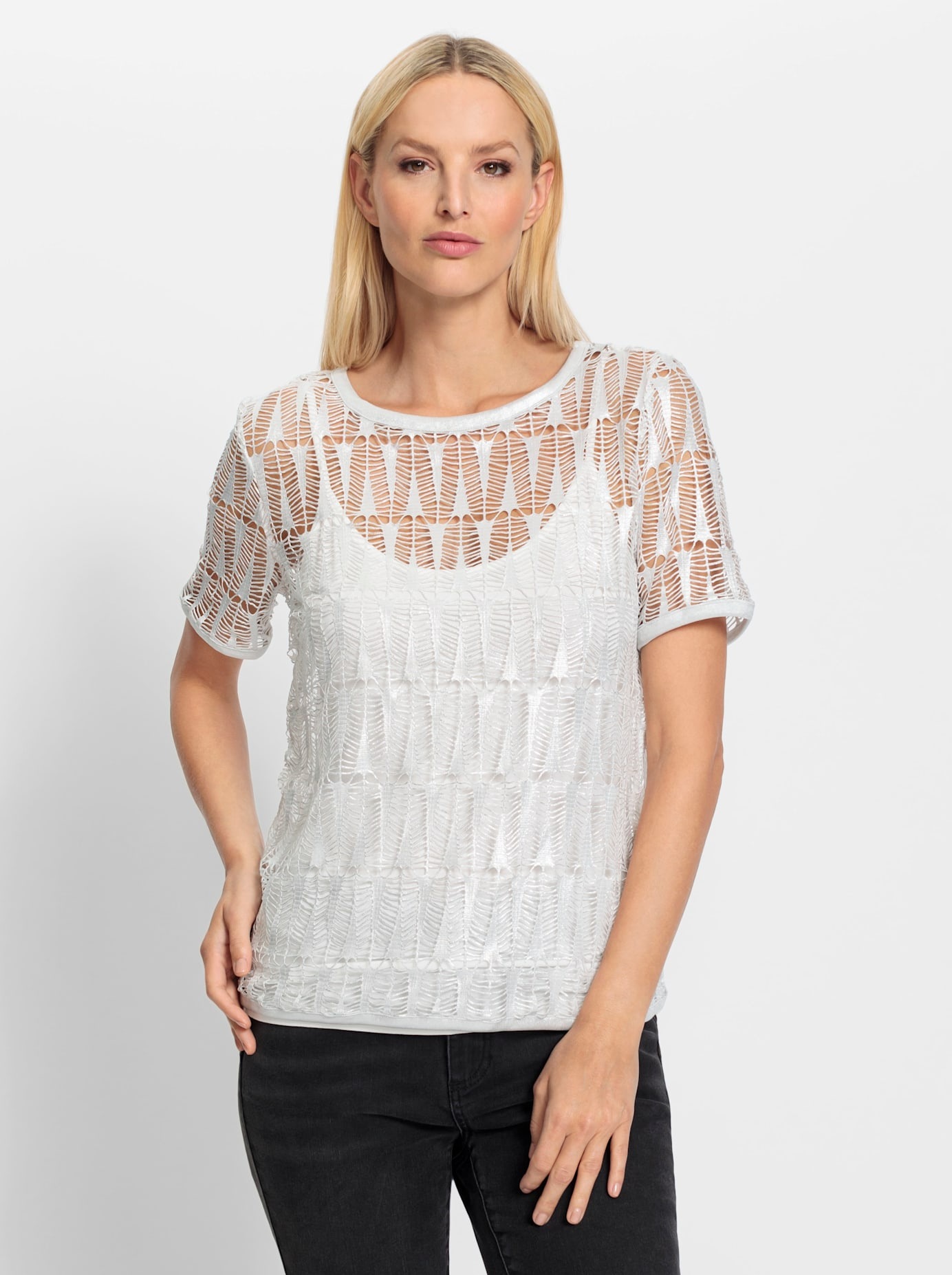 heine Kurzarmshirt "Spitzenshirt" 1 Stk. tlg. günstig online kaufen