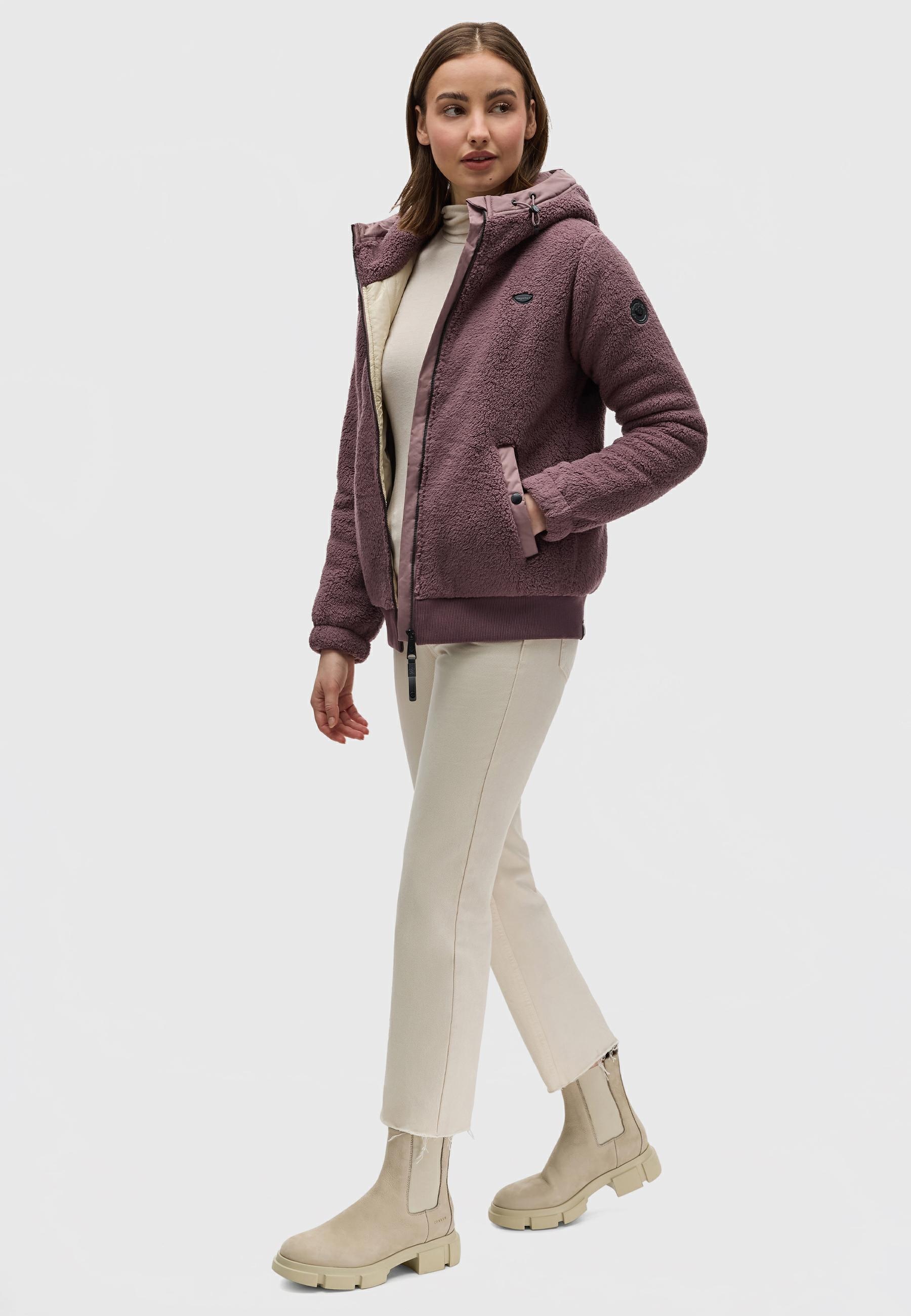 Ragwear Outdoorjacke »Cousy Short«, mit Kapuze, flauschige Übergangsjacke mit Teddyfell und Kapuze