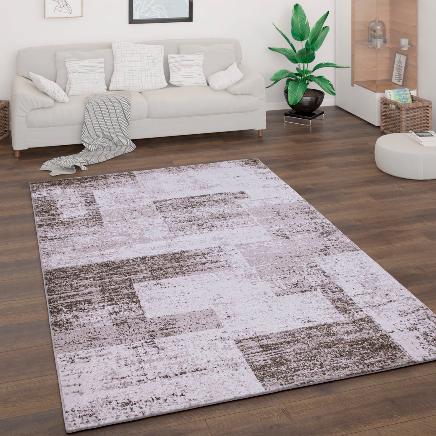 Paco Home Teppich »Bari 873«, rechteckig, 13 mm Höhe, Kurzflor, Patchwork Design, Used-Look