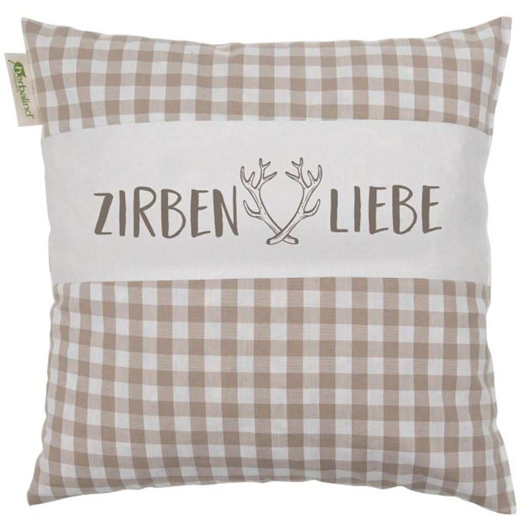 herbalind Duftkissen »als Geschenk 30x30 in braun Dekokissen Zirbenliebe mit Reißverschluss«, (1 St.)