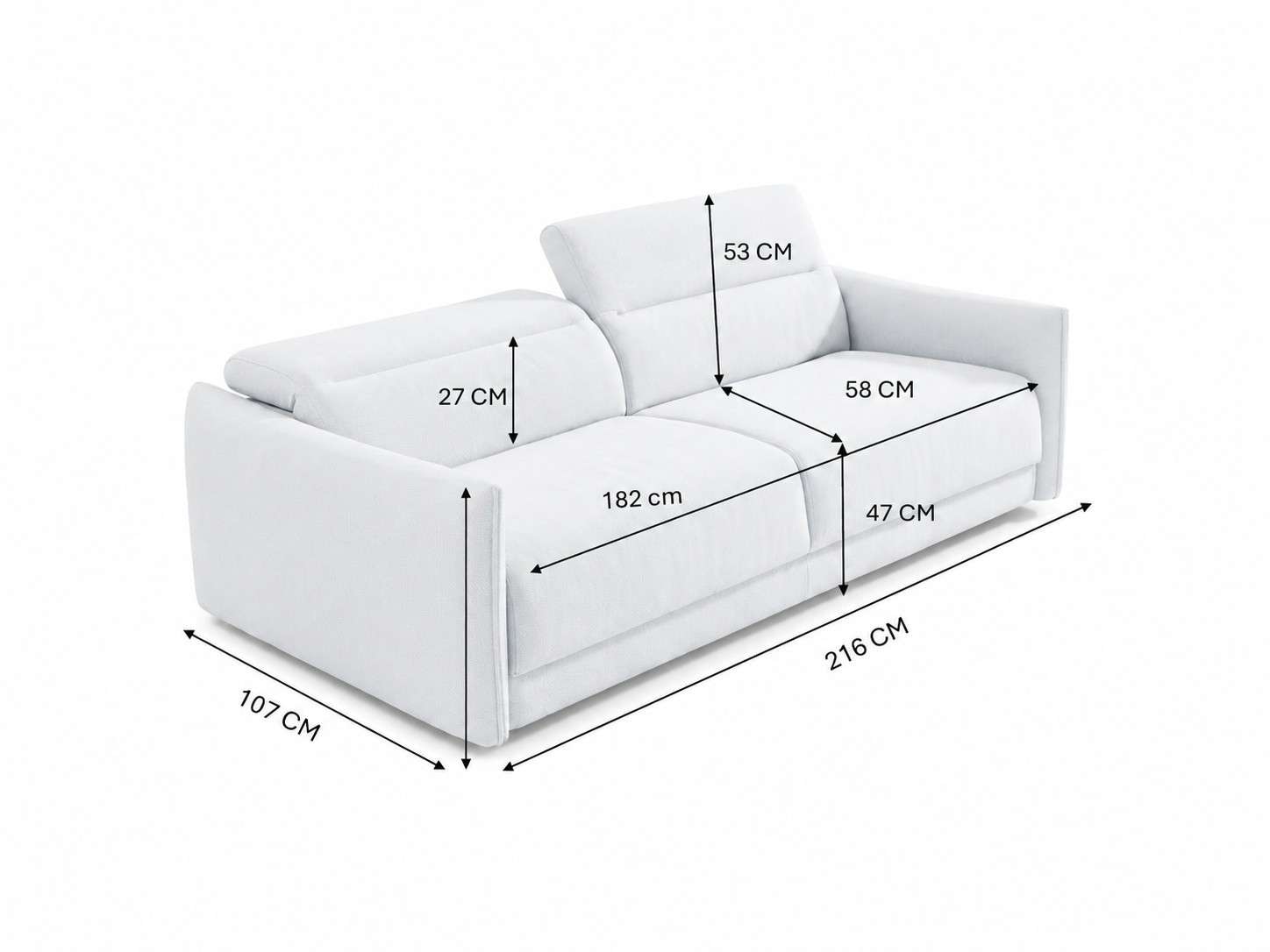 Egoitaliano Schlafsofa »FOX, 216 cm, Made in Italy-Designsofa mit Dauerschlaffunktion« Bettsofa, Luxus-Microfaser mit verstellbaren Kopfstützen