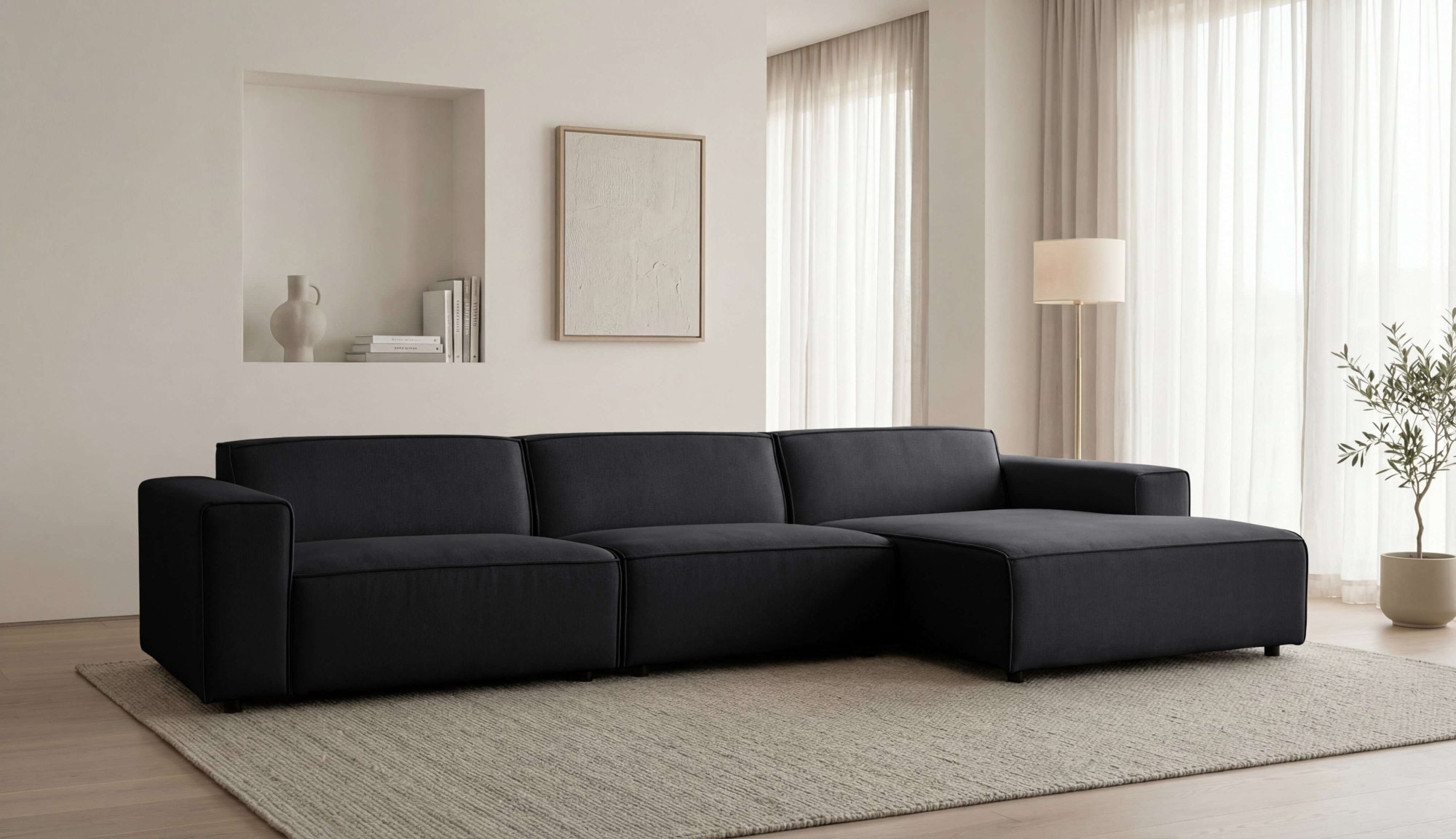 OTTO home Ecksofa "Jorrena, extra weicher Chenille-Stoff" L-Form, 3 Komfortstufen, Breite 346 cm, mit Wellenunterfederung