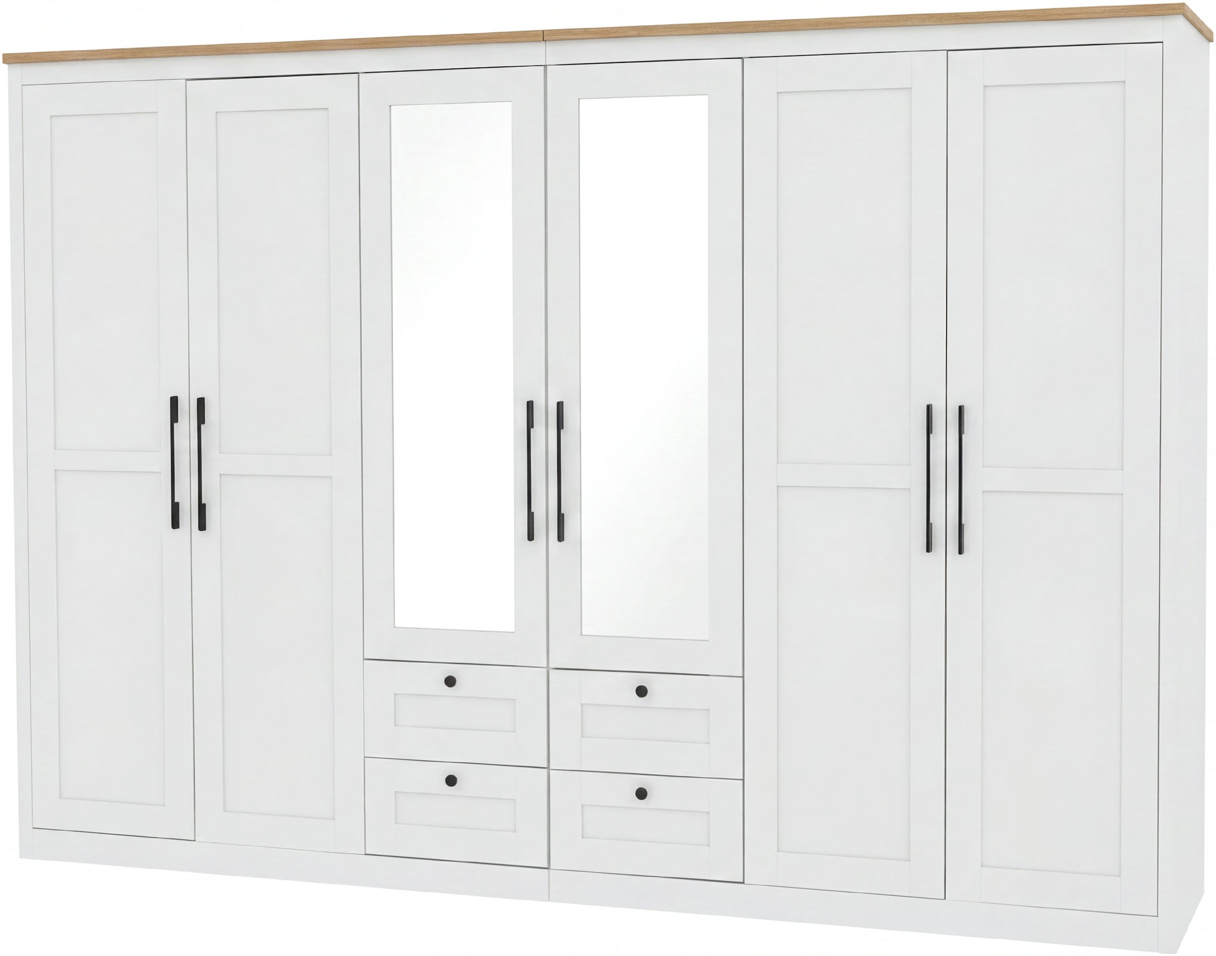 OTTO home Kleiderschrank "Büsum Schlafzimmer Schrank mit 6 Türen und Spiegel" Schlafzimmerschrank Landhaus Design Garderobe Schrank Bestseller