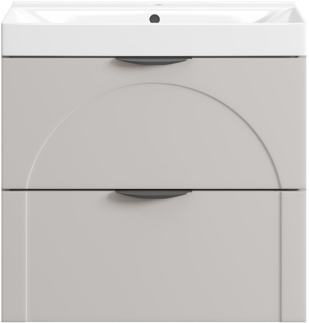 welltime Waschtisch »FLOW CIRCLE mit Waschbecken, Breite 60 oder 80cm, modernes Design« Schrank mit 2 Schubladen, Soft-Close-Function, in 2 Breiten erhältlich