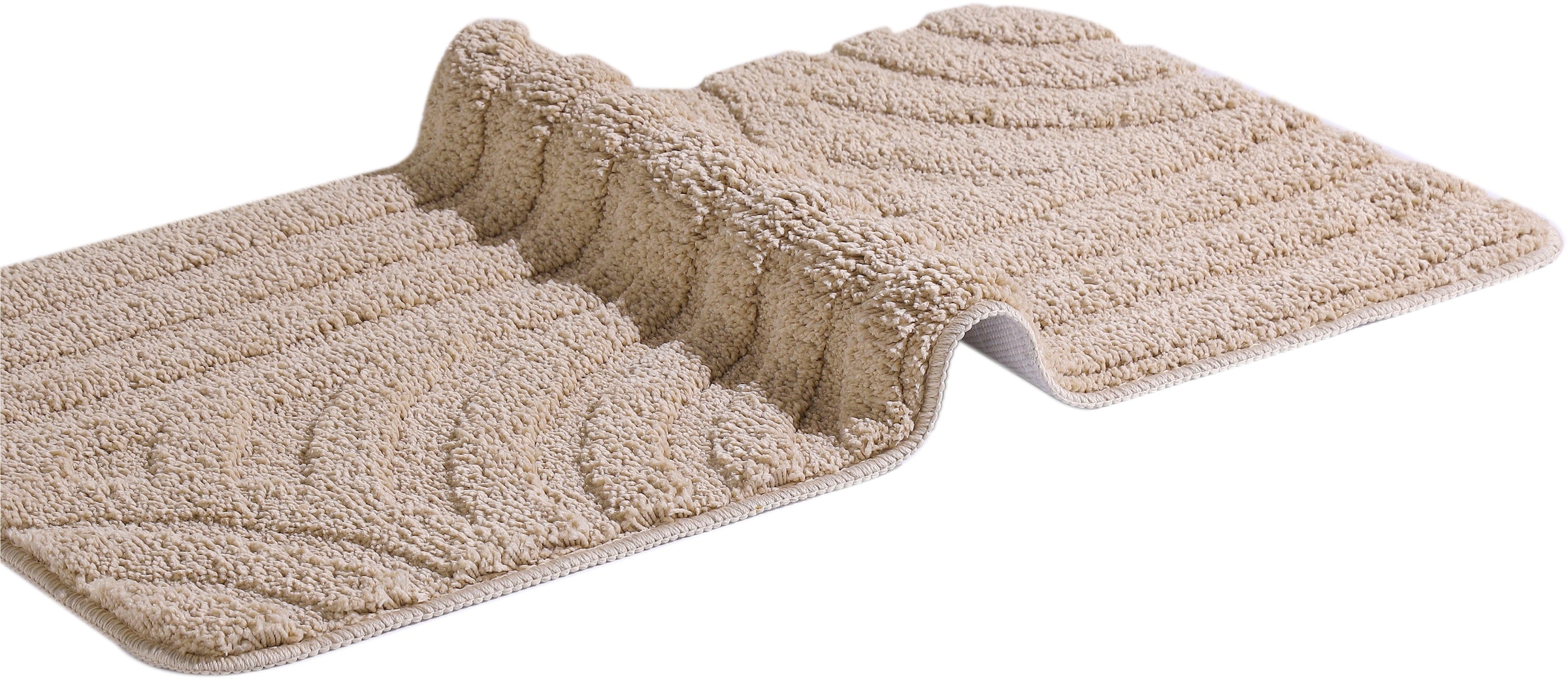my home Badematte »Sanremo Scandi, Badvorleger, Badezimmer Teppich, Duschvorleger«, rutschhemmend beschichtet, strapazierfähig, Badteppich, Uni Farben, Hoch-Tief-Effekt, modernes Muster, Boho