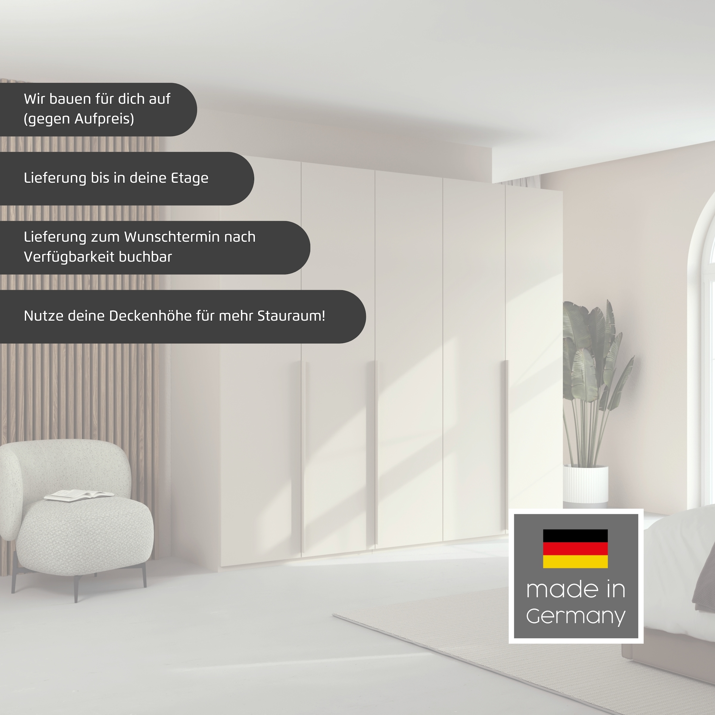 LeGer Home by Lena Gercke Kleiderschrank »Schrank Garderobe Ankleide Schlafzimmer Flur Serina«, (in 3 verschiedenen Ausstattungen BASIC/CLASSIC/PREMIUM), in 6 Breiten (101 - 401 cm) mit Front Glas oder Dekor MADE IN GERMANY