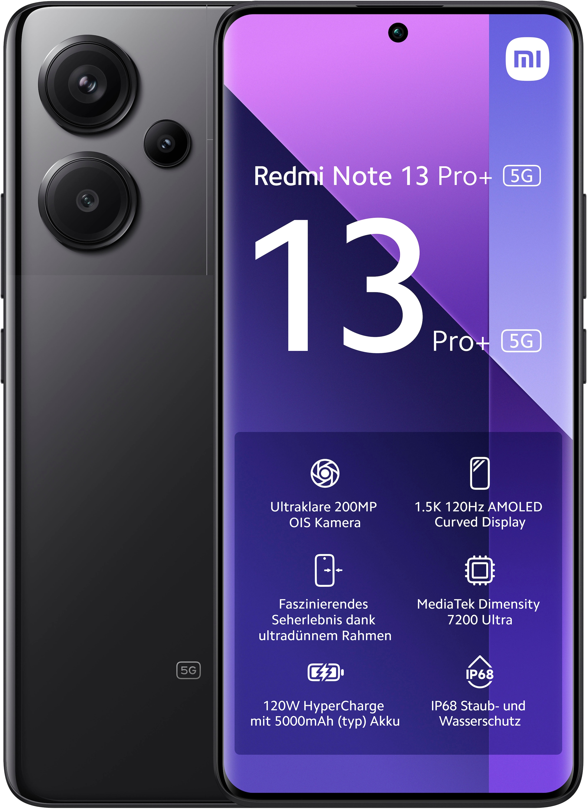 Smartphone »Redmi Note 13 Pro Plus 5G 512Gb«, Midnight Black, 16,94 cm/6,67 Zoll, 512...
