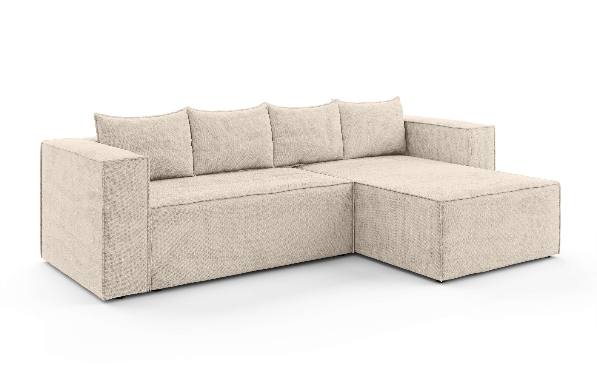 INOSIGN Ecksofa »LINCOLNVILLE mit Bettfunktion und Bettkasten, Maße B/H/T 244/76/150 cm«, L-Form mit Wellenunterfederung, Recamiere beidseitig montierbar