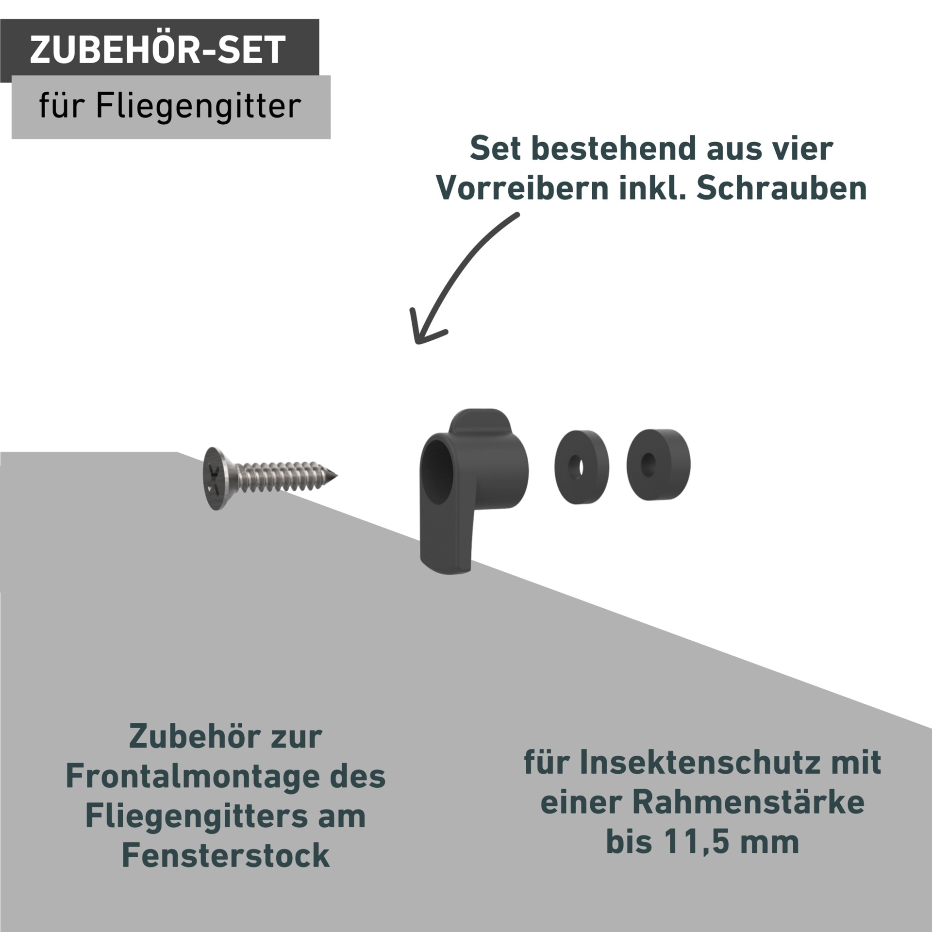Windhager Zubehör-Set »zur Frontalmontage des Fliegengitters am Fensterstock, einfach Montage« Vorreiber-Set für Fenster in weiß oder anthrazit erhältlich, 4 Stück