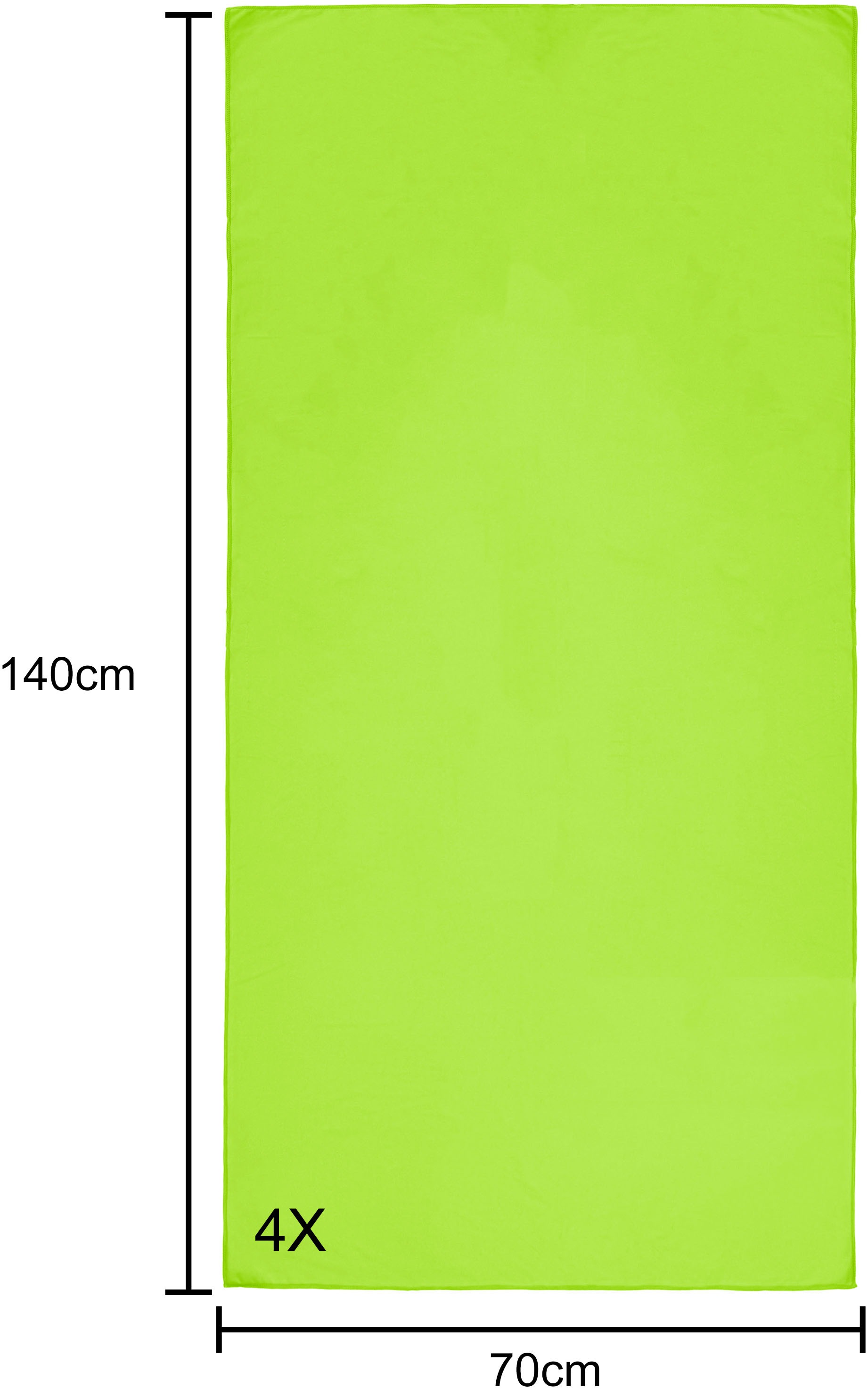 my home Reisehandtuch »Xavi, 4 x 70x140cm ideal als Sporthandtuch, Reisehandtuch«, (4 St.), als Serie und Set, sehr leicht, kompakt, schnelltrocknend, Mikrofaser
