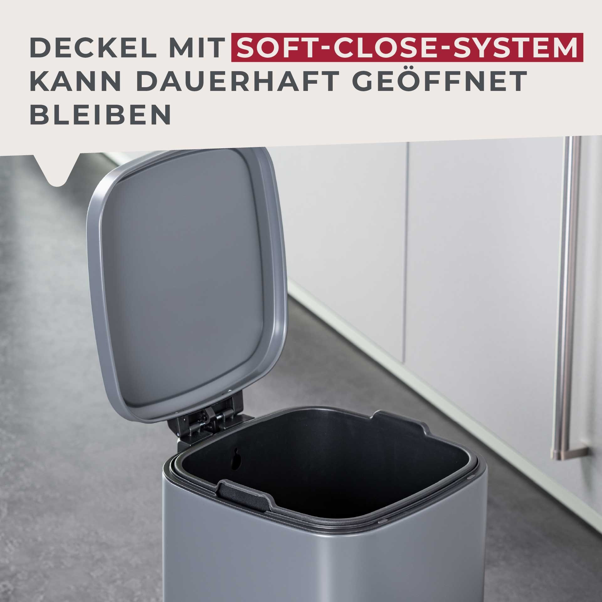 FACKELMANN Mülleimer »LONDON, Pedal-Abfalleimer 20L« 1 Behälter mit gedämpftem Deckel & Anti-Fingerprint Oberfläche, Höhe ca. 43,5 cm