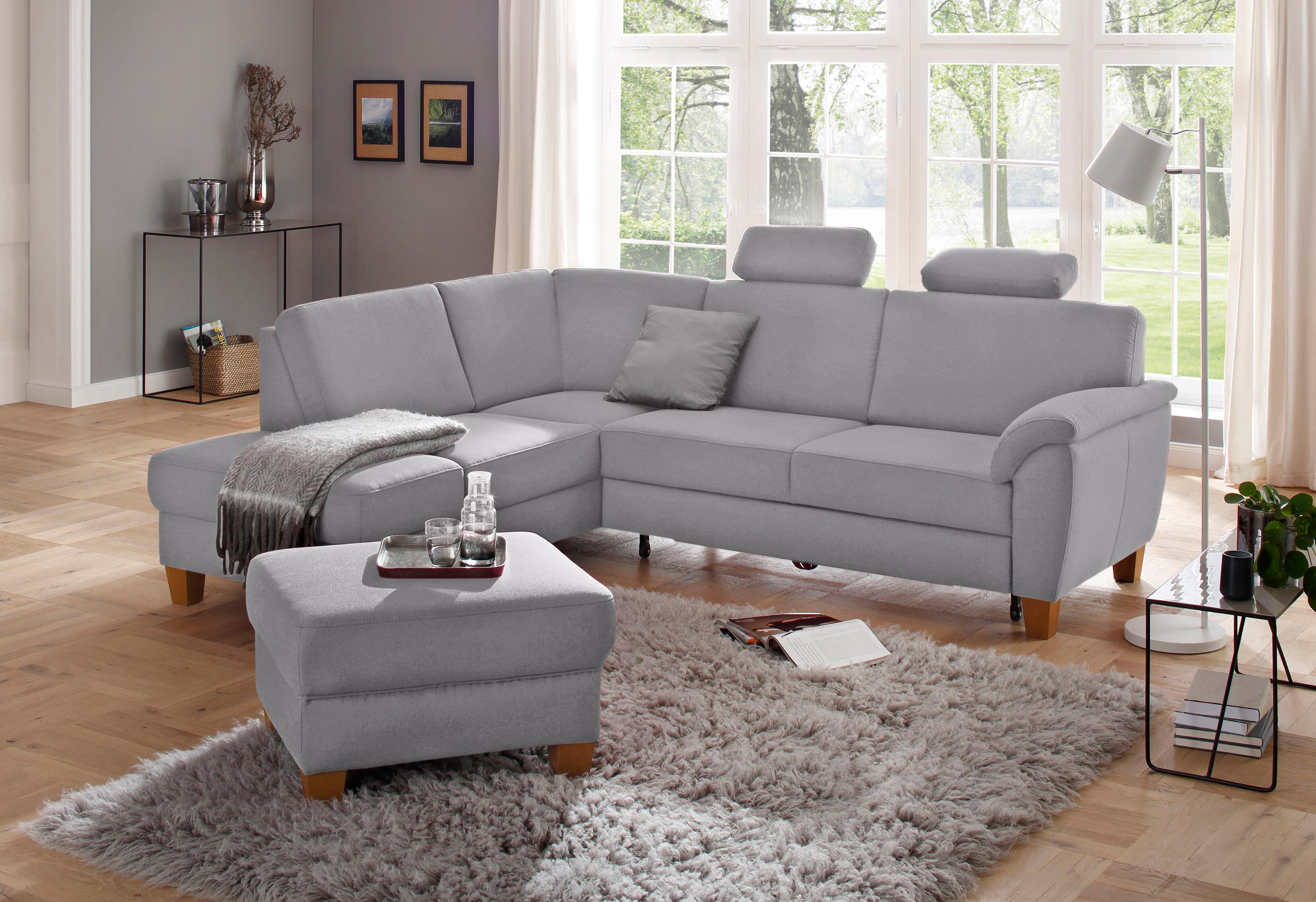 OTTO home Ecksofa "Alta L-Form" mit Federkern und Kontrastnaht, Füße Buche eichefarben