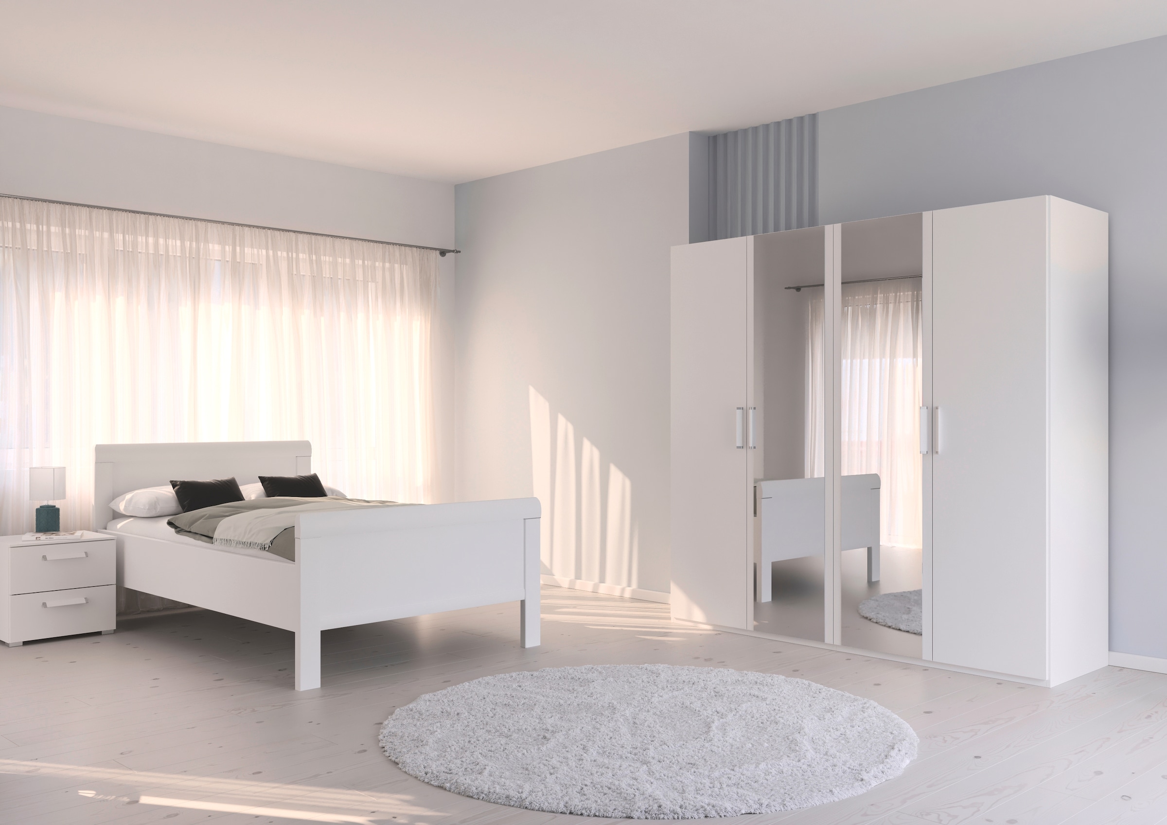 rauch Schlafzimmer-Set »Komplettschlafzimmer Schlafzimmer EVELYN«, (Set, 3 tlg.), Schrank und Bett in 2 Breiten, Nachttisch 2 Schubladen MADE IN GERMANY