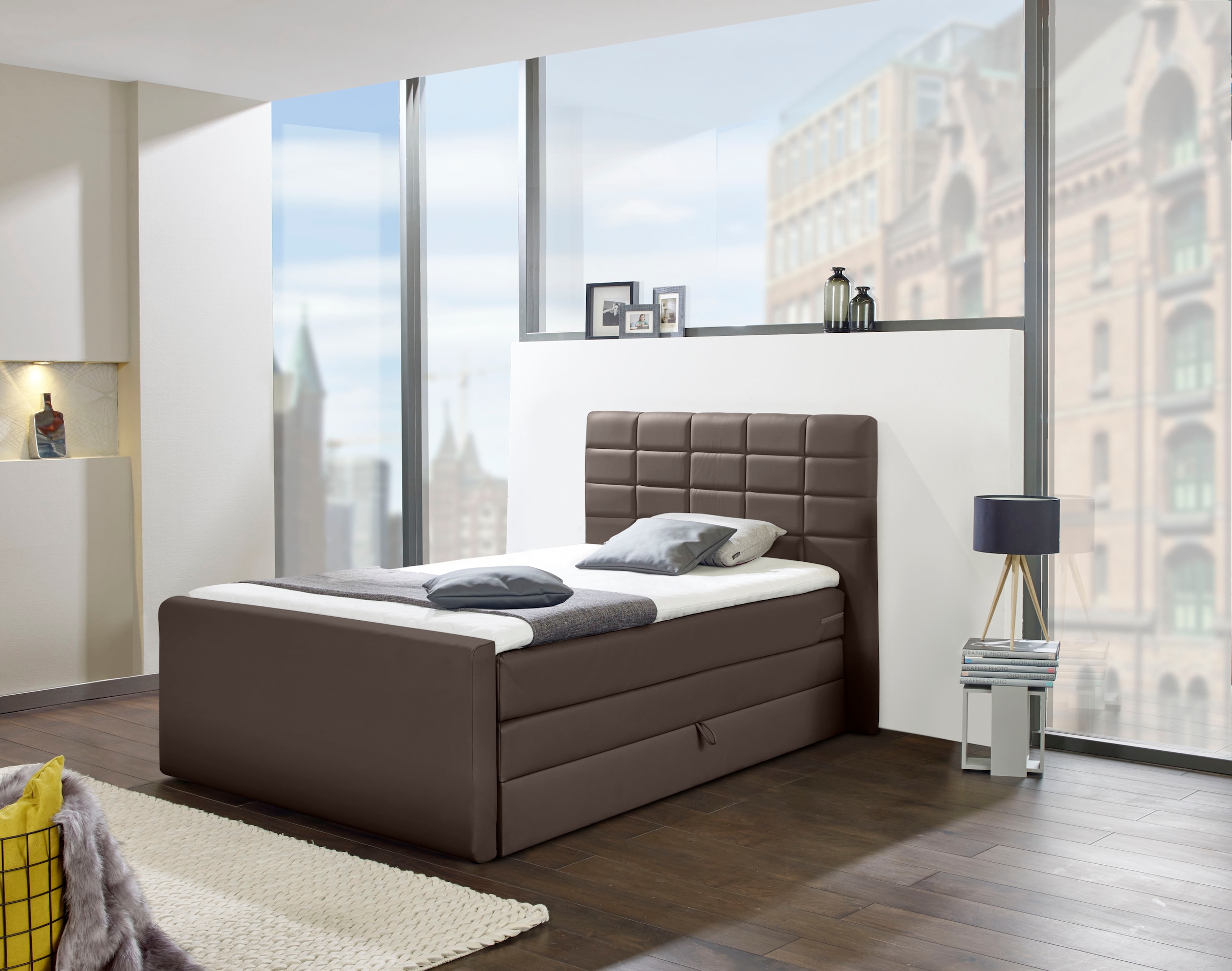 INOSIGN Boxspringbett »Lethbridge«, inkl. Bettkasten und Topper, zwei Matratzenarten in H2